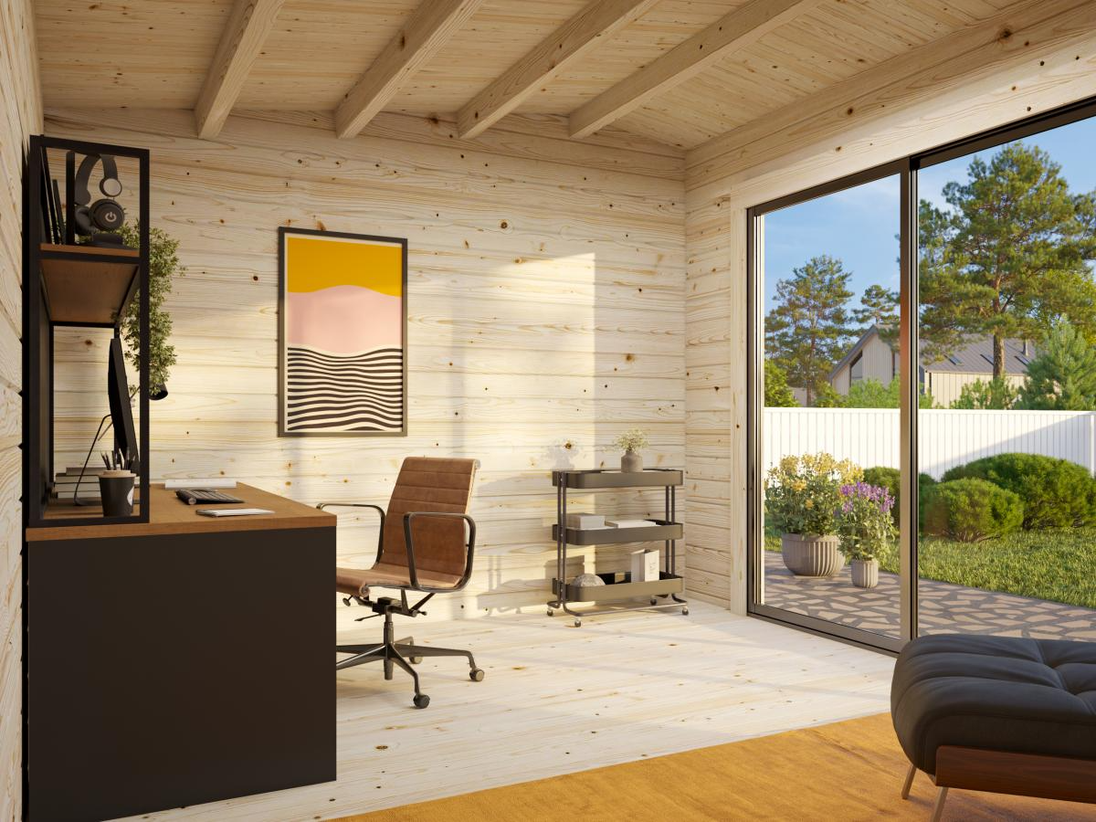 Palmako | Ines M (13'5" x 10'6" | 119.5 sq.ft. | 1.7") Modern Garden Office with Sliding Doors