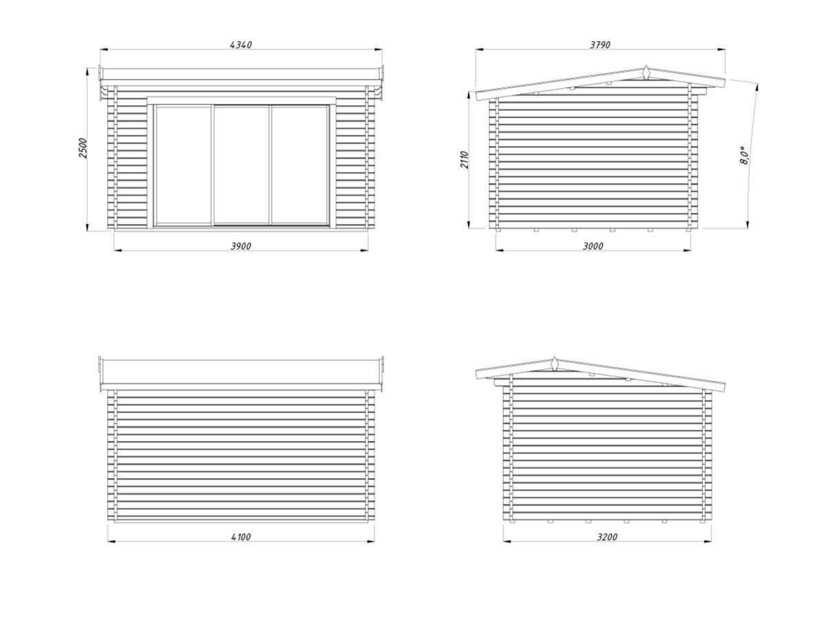 Palmako | Ines M (13'5" x 10'6" | 119.5 sq.ft. | 1.7") Modern Garden Office with Sliding Doors