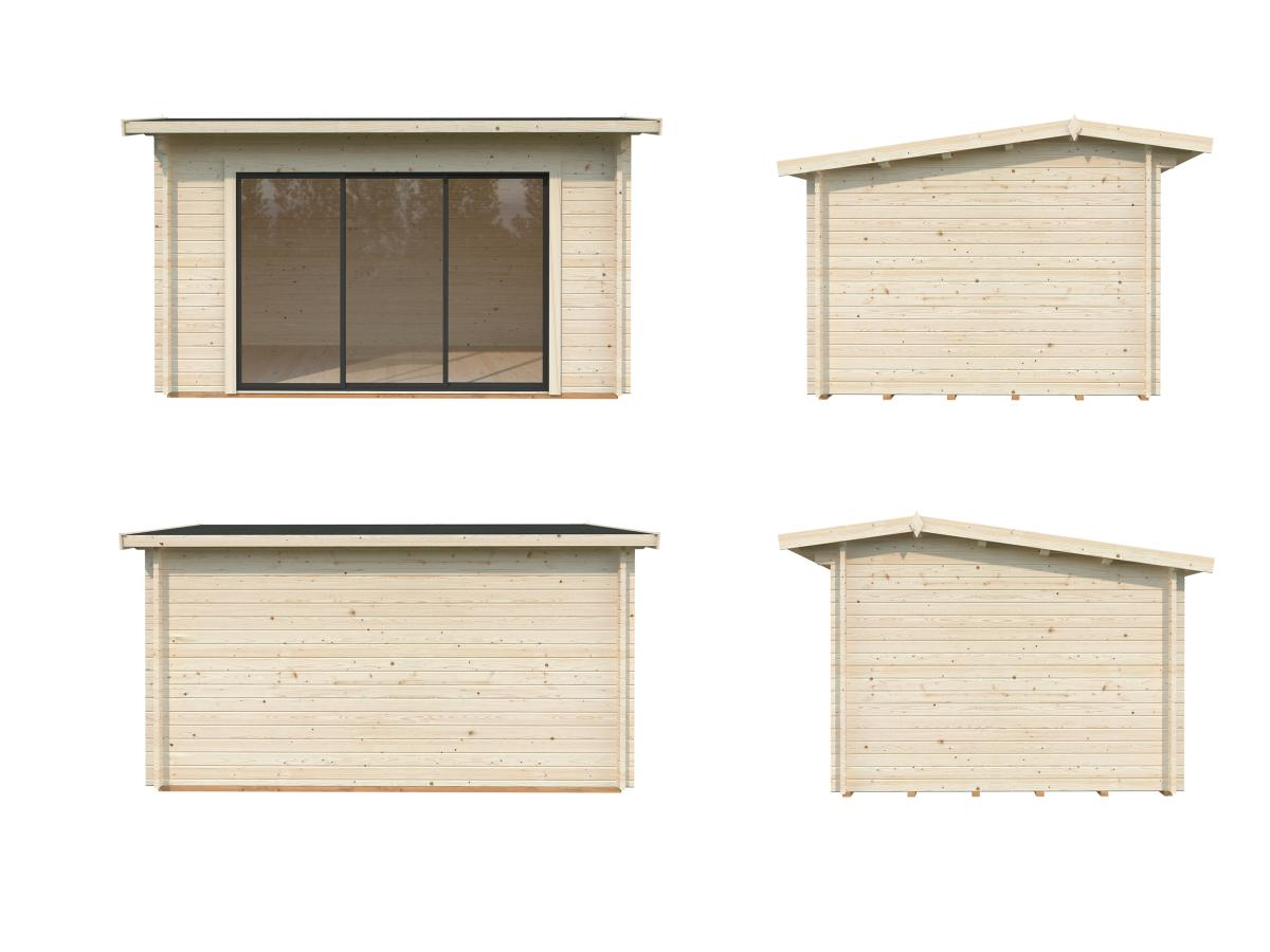 Palmako | Ines M (13'5" x 10'6" | 119.5 sq.ft. | 1.7") Modern Garden Office with Sliding Doors