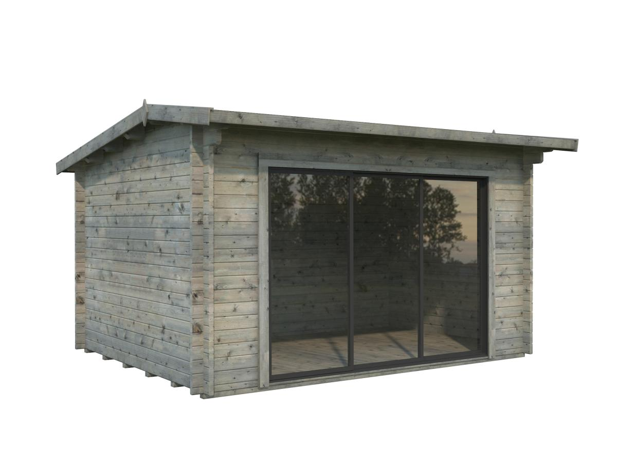 Palmako | Ines M (13'5" x 10'6" | 119.5 sq.ft. | 1.7") Modern Garden Office with Sliding Doors