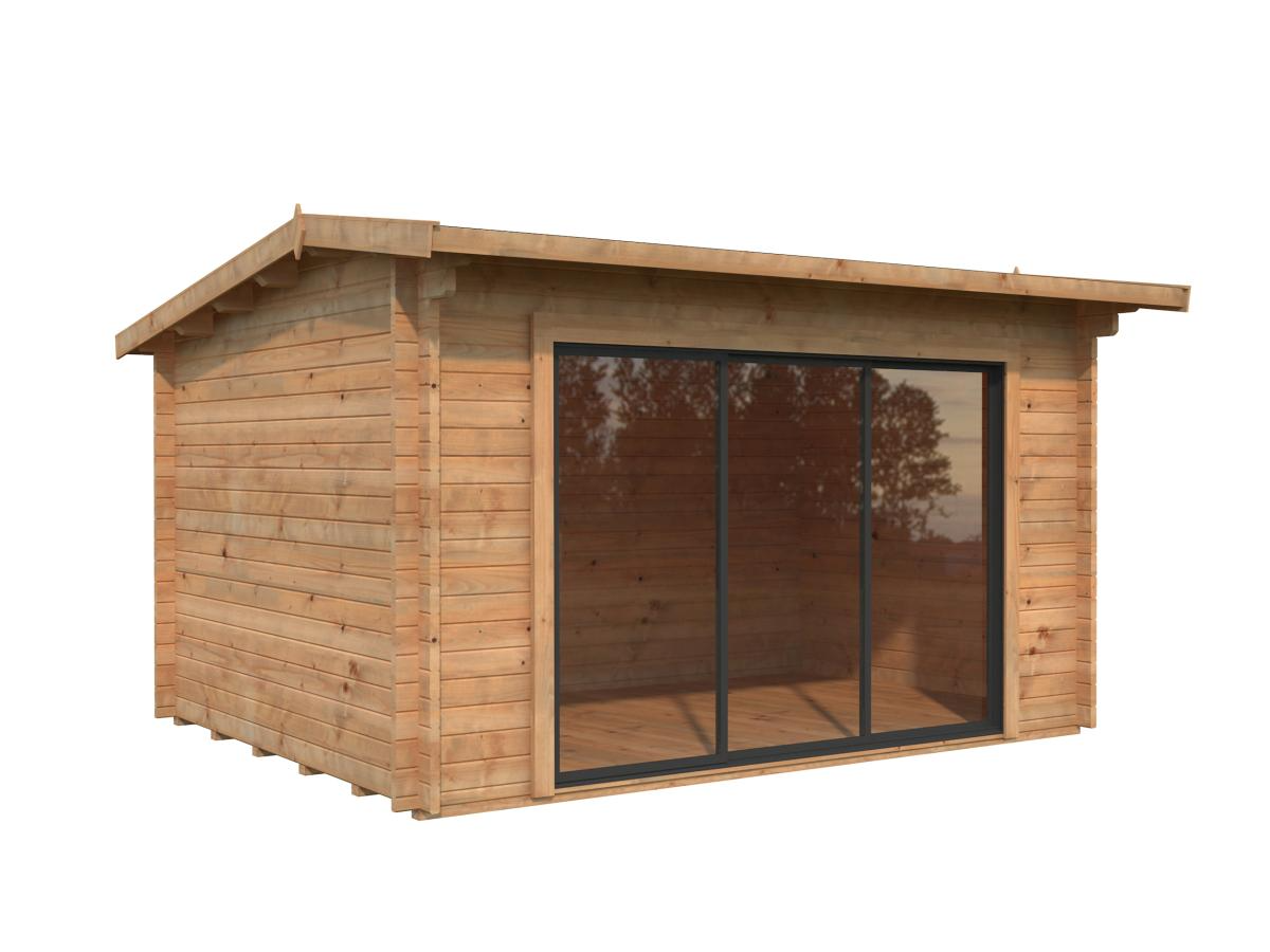 Palmako | Ines M (13'5" x 10'6" | 119.5 sq.ft. | 1.7") Modern Garden Office with Sliding Doors