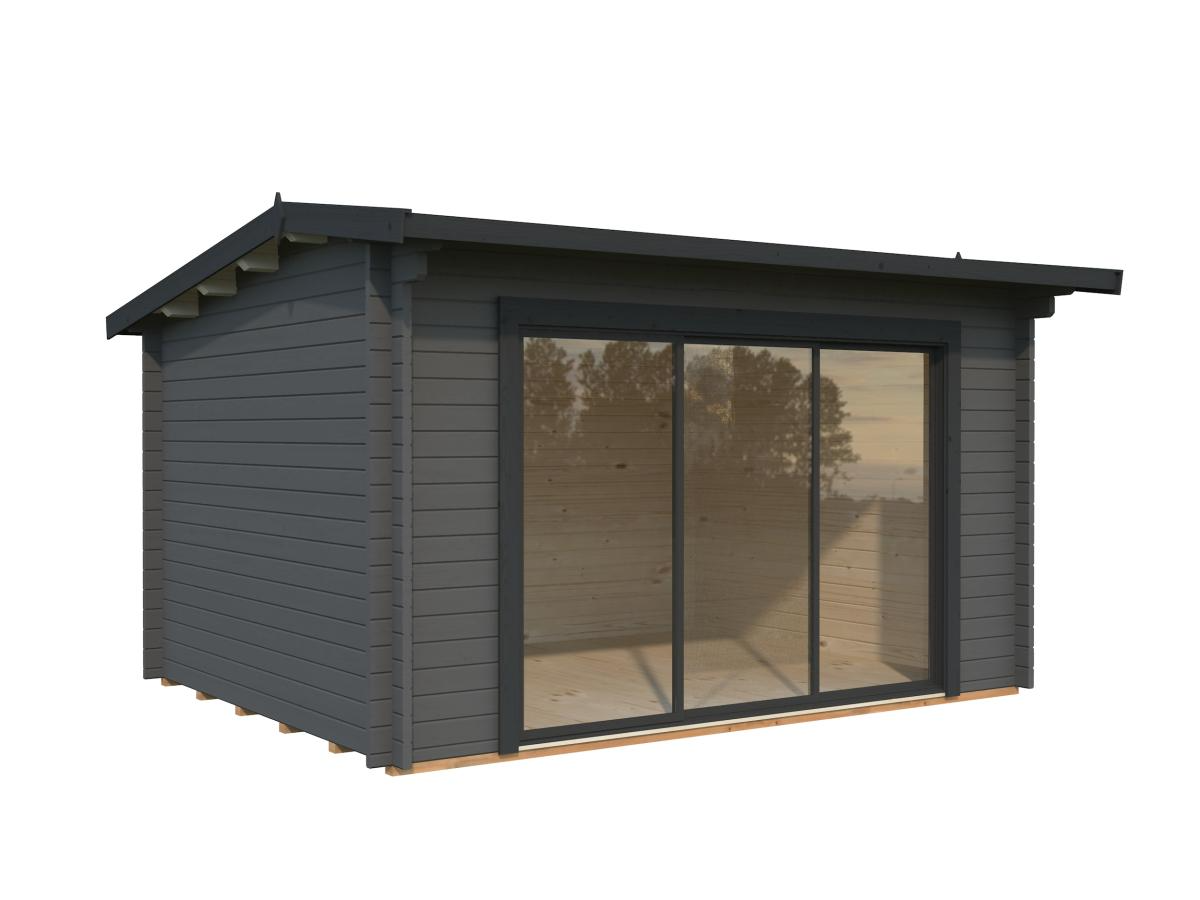 Palmako | Ines M (13'5" x 10'6" | 119.5 sq.ft. | 1.7") Modern Garden Office with Sliding Doors