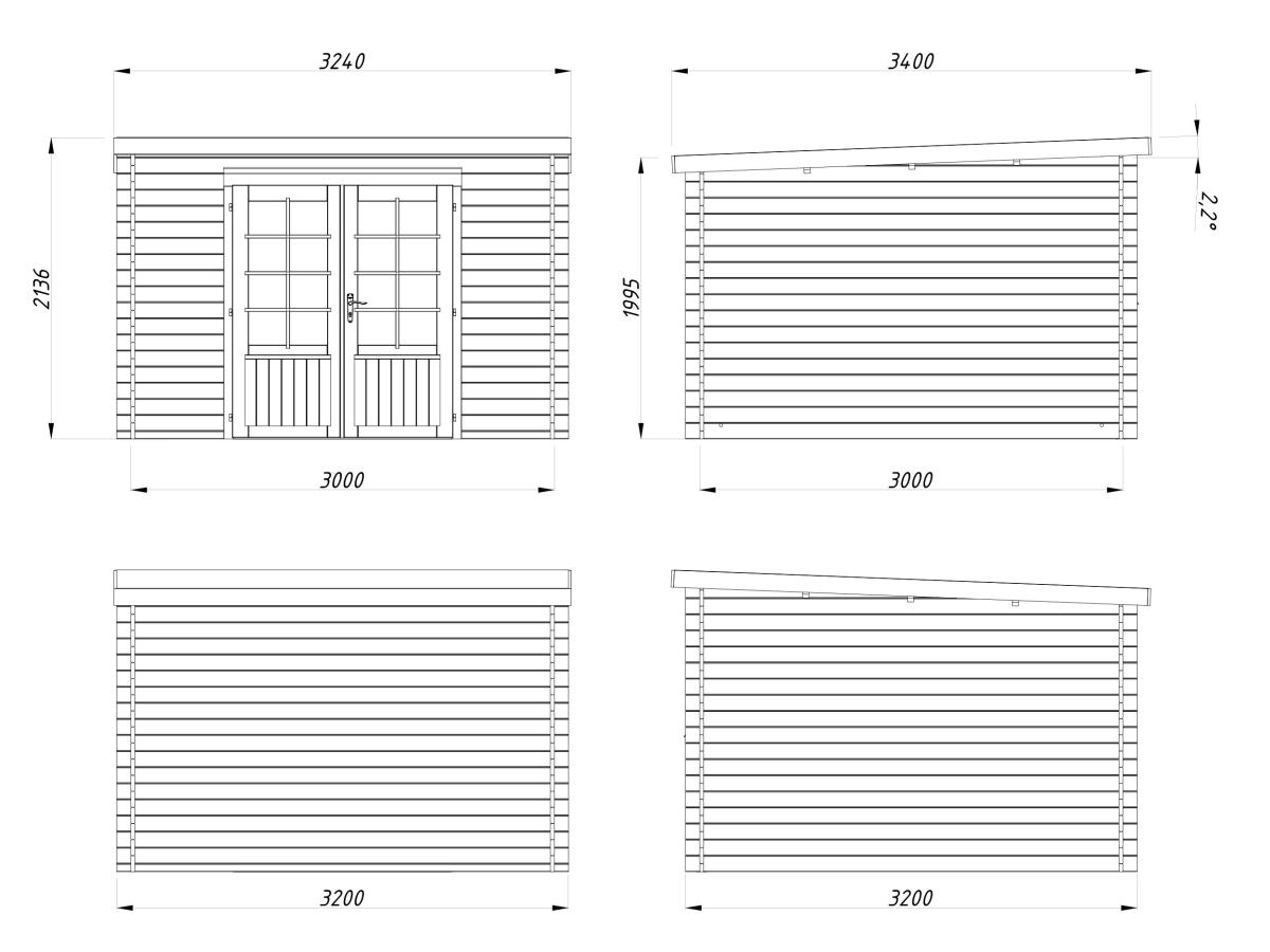 Palmako | Ella (10'6" x 10'6" | 93.6 sq.ft. | 1.1") Pent Roof Garden House