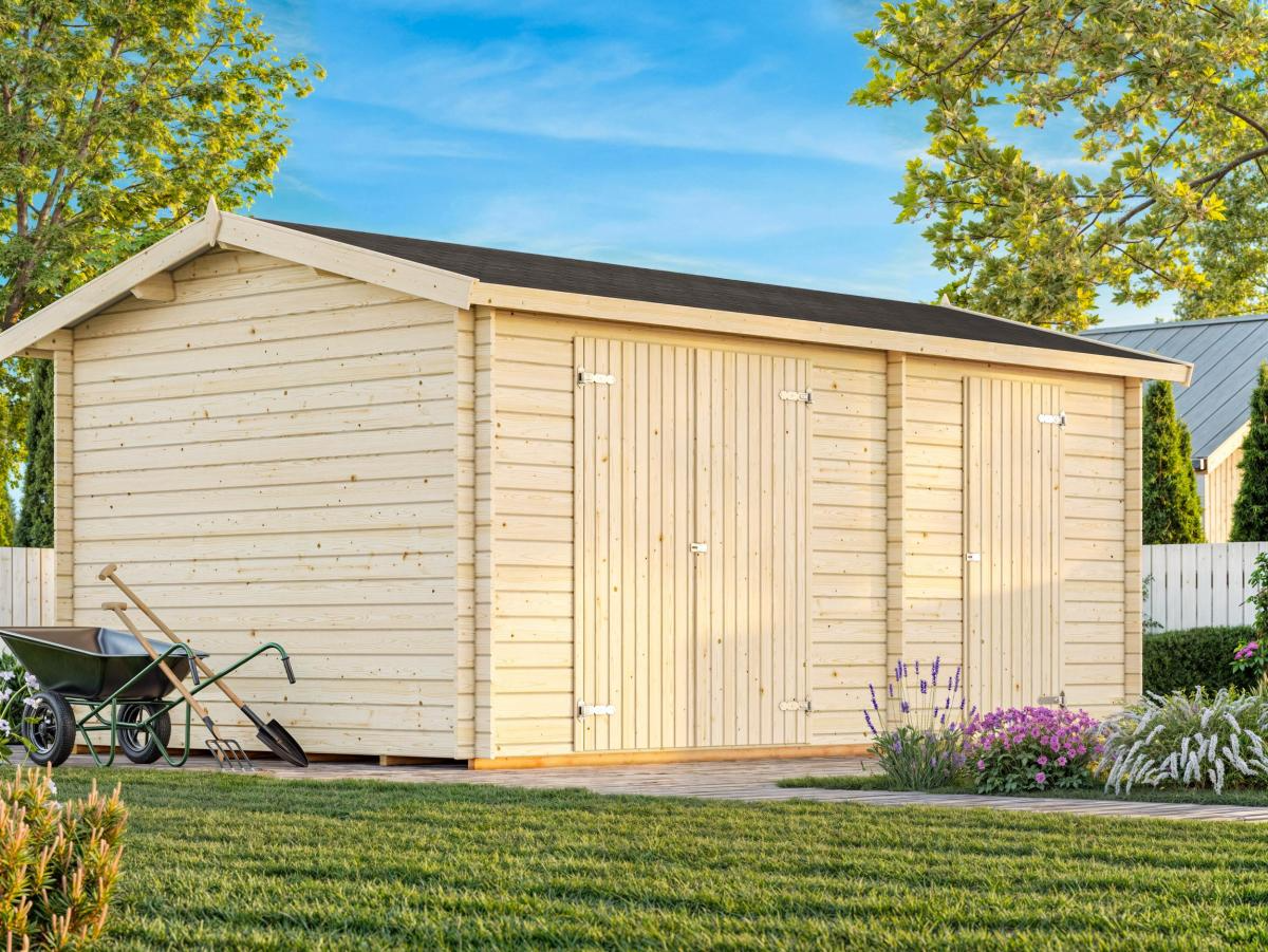 Palmako | Jari L (17′1″ × 10′6″ | 156.1 sq.ft. | 1.1″) Two Room Timber Log Shed