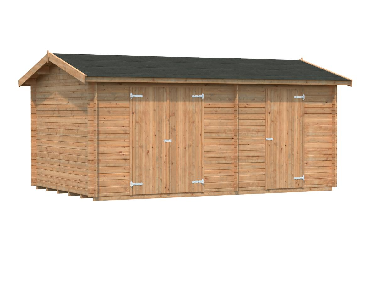 Palmako | Jari L (17′1″ × 10′6″ | 156.1 sq.ft. | 1.1″) Two Room Timber Log Shed