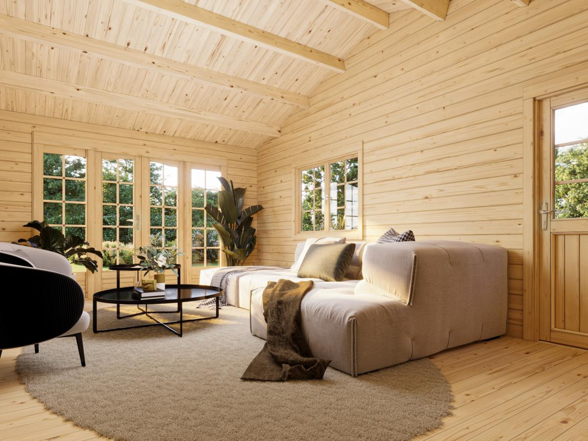 Palmako | Irene M+ (22'1" x 18'8" | 204.5 sq.ft. | 1.7") Summer House with Side Canopy or Carport