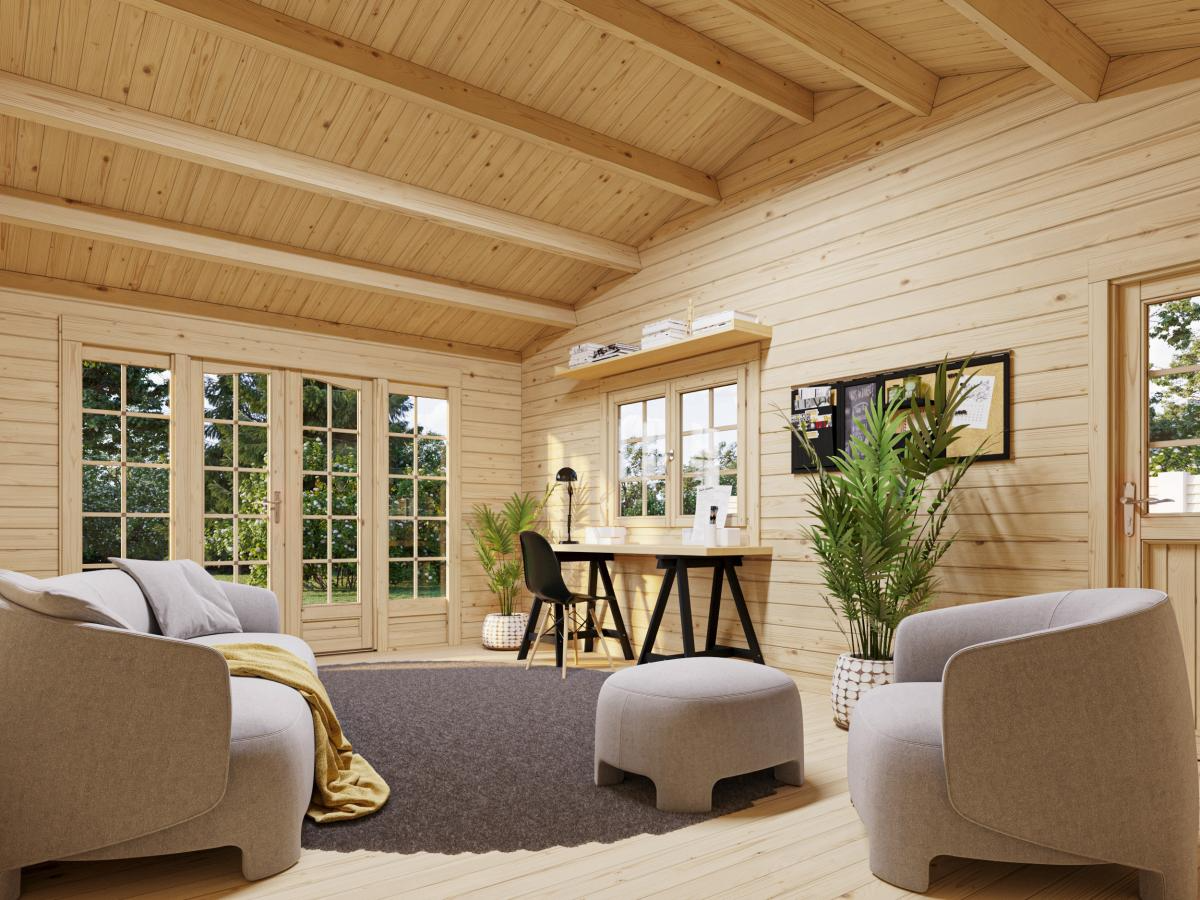 Palmako | Irene M++ (32'0" x 18'8" | 204.5 sq.ft. | 1.7") Summer House with Large Canopy or Double Carport