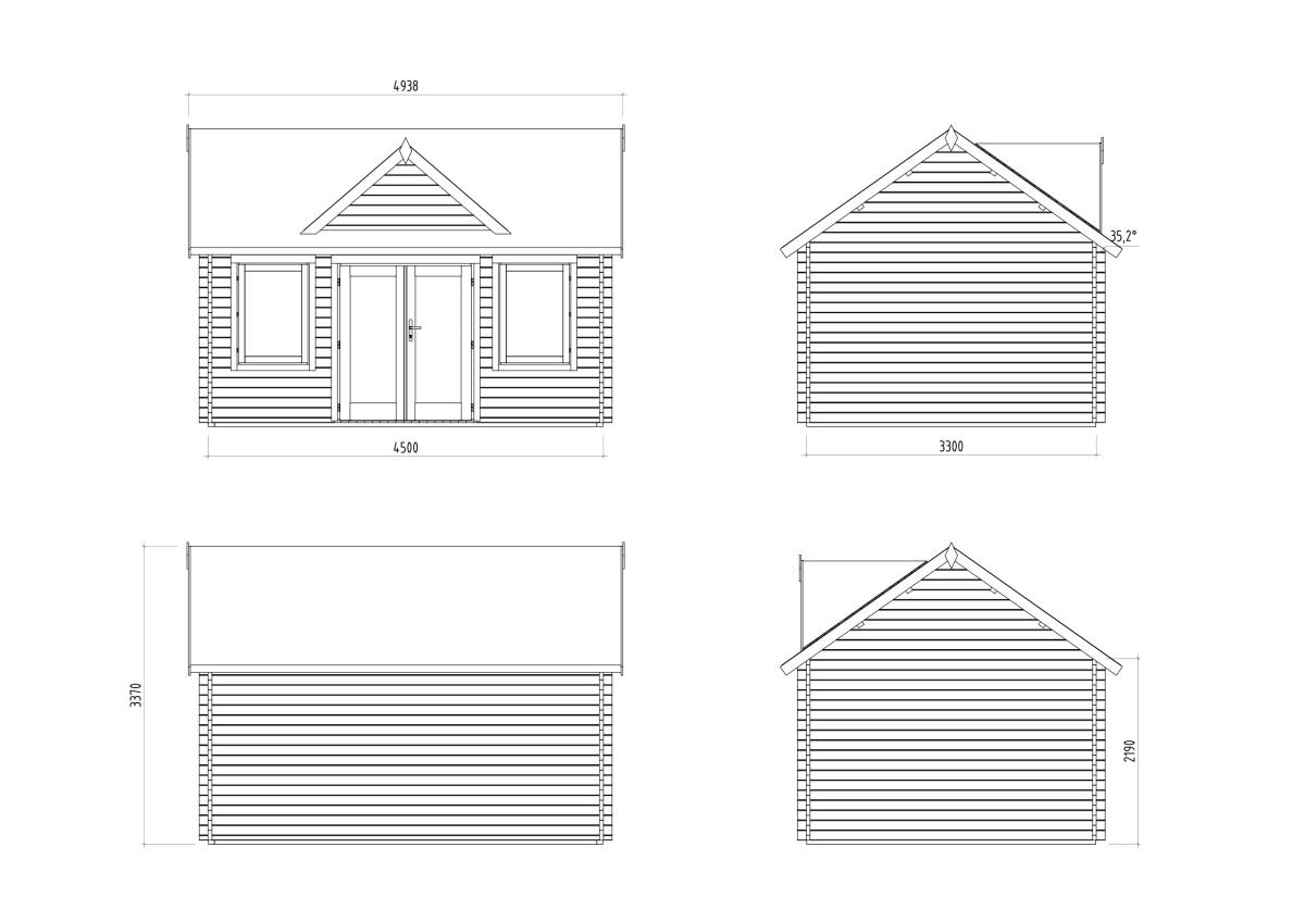 Palmako | Claudia L (15'5" x 11'6" | 152.8 sq.ft. | 1.7") Clockhouse Style Log Cabin