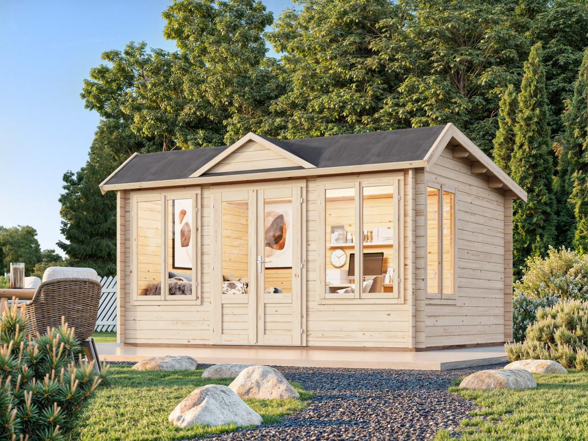 Palmako | Claudia Pent M (13'9" x 10'6" | 123.8 sq.ft. | 1.3") Under 2.5m Clockhouse Style Log Cabin