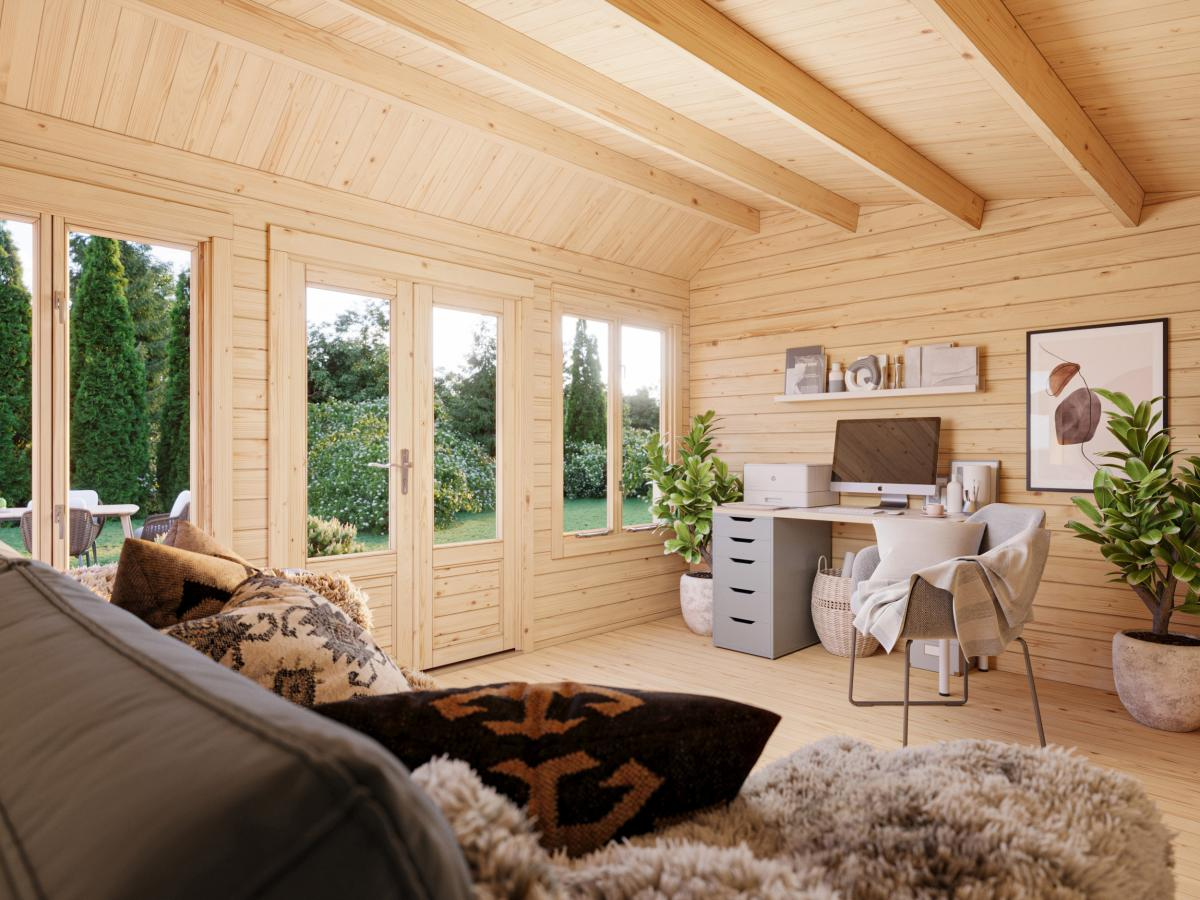 Palmako | Claudia Pent M (13'9" x 10'6" | 123.8 sq.ft. | 1.3") Under 2.5m Clockhouse Style Log Cabin