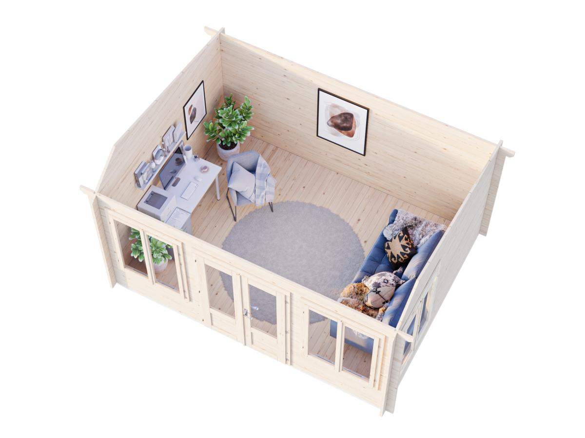 Palmako | Claudia Pent M (13'9" x 10'6" | 123.8 sq.ft. | 1.3") Under 2.5m Clockhouse Style Log Cabin