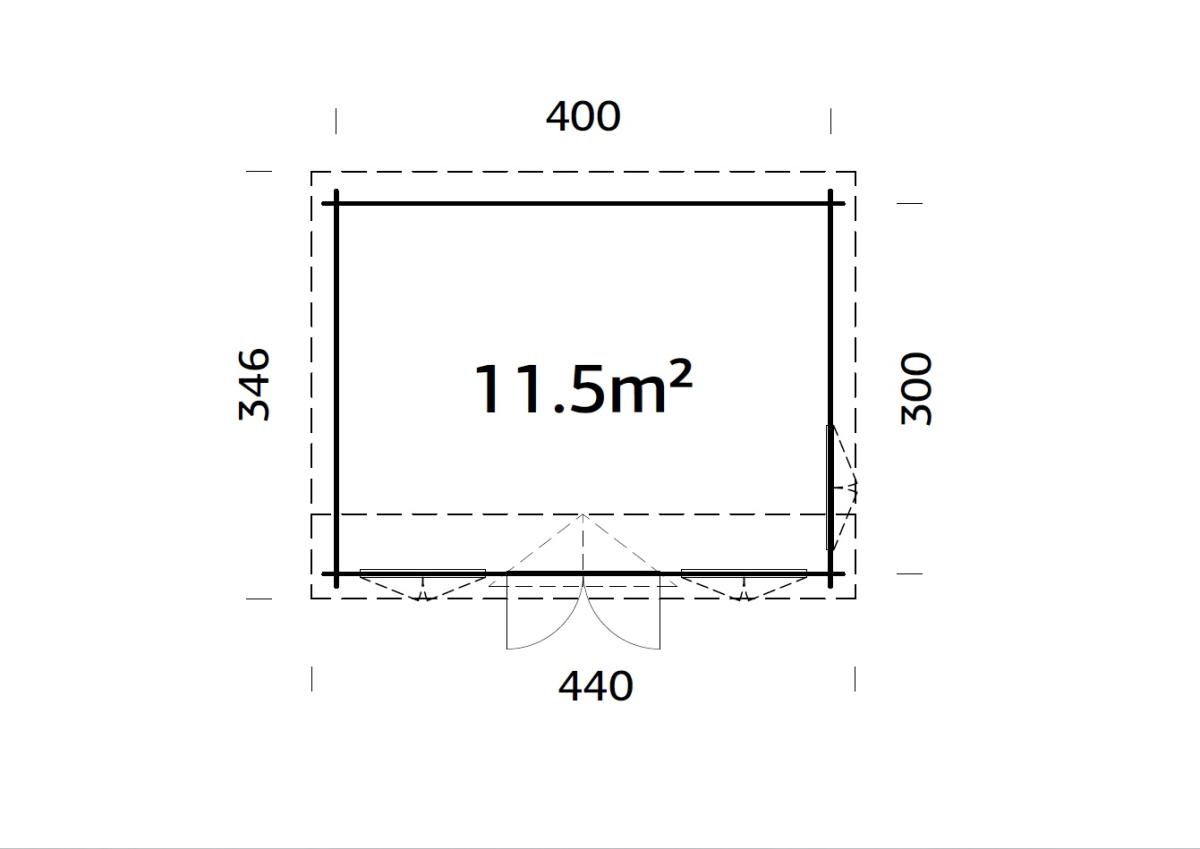 Palmako | Claudia Pent M (13'9" x 10'6" | 123.8 sq.ft. | 1.3") Under 2.5m Clockhouse Style Log Cabin