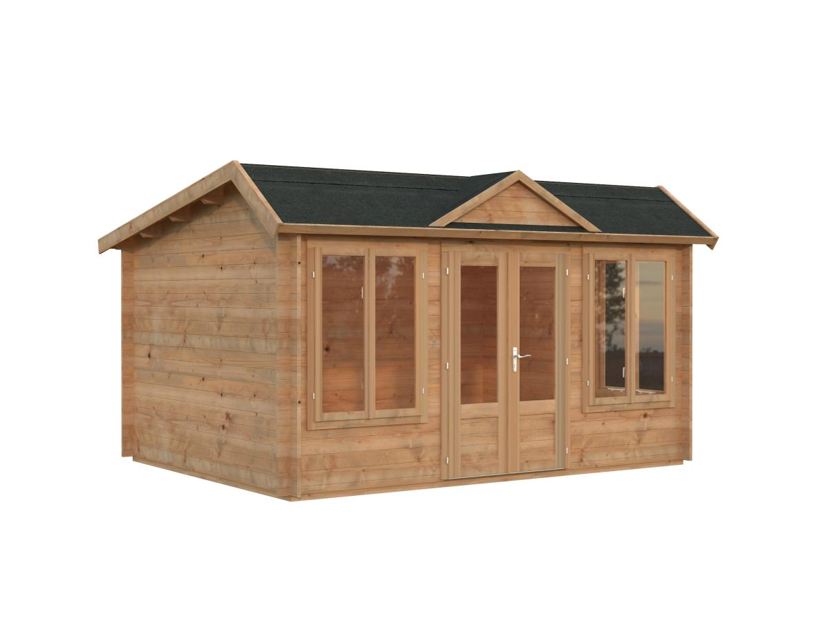 Palmako | Claudia Pent M (13'9" x 10'6" | 123.8 sq.ft. | 1.3") Under 2.5m Clockhouse Style Log Cabin