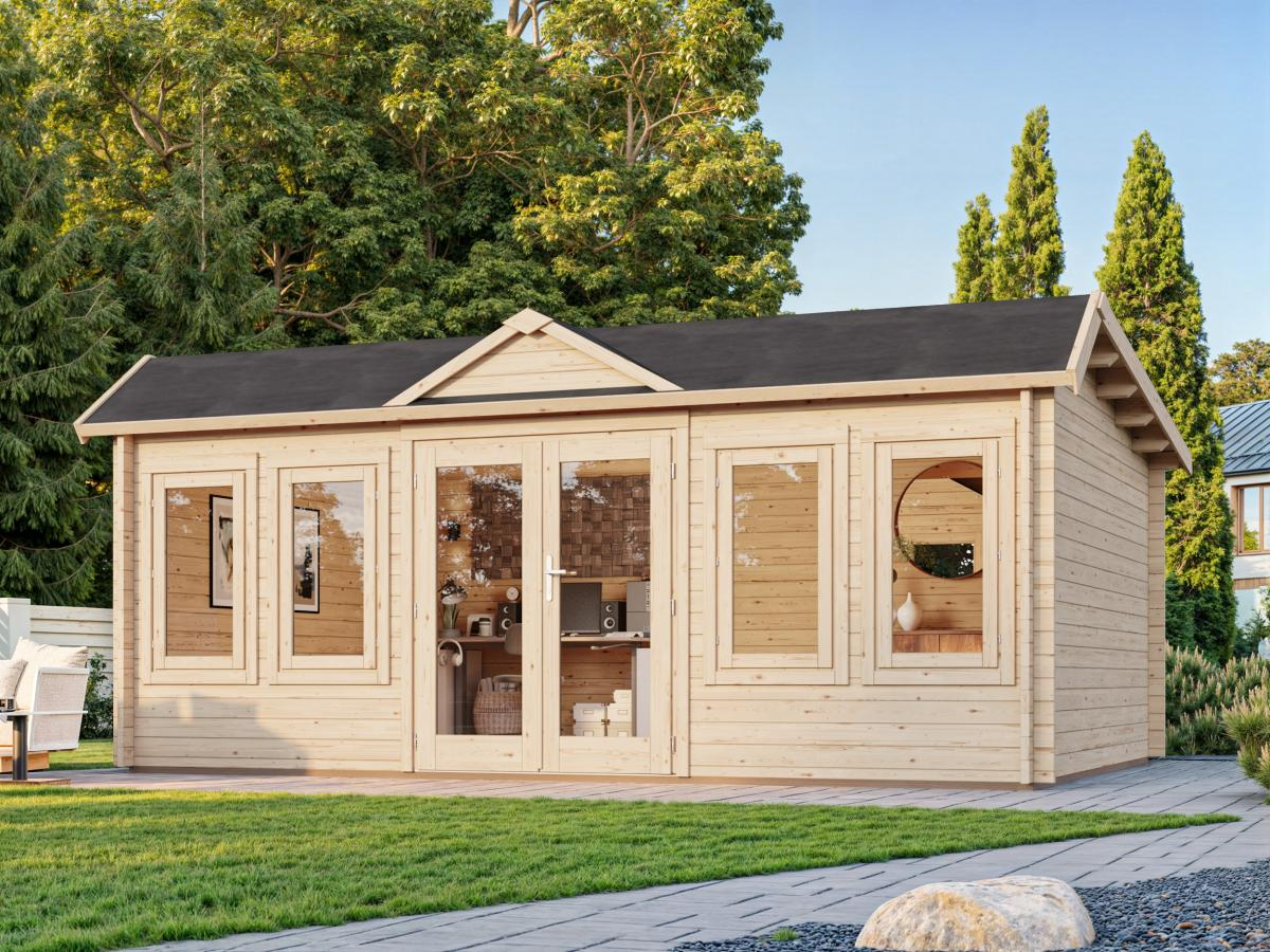 Palmako | Claudia Pent XL (18'1" x 13'1" | 208.8 sq.ft. | 1.3") Under 2.5m Clockhouse Style Large Log Cabin