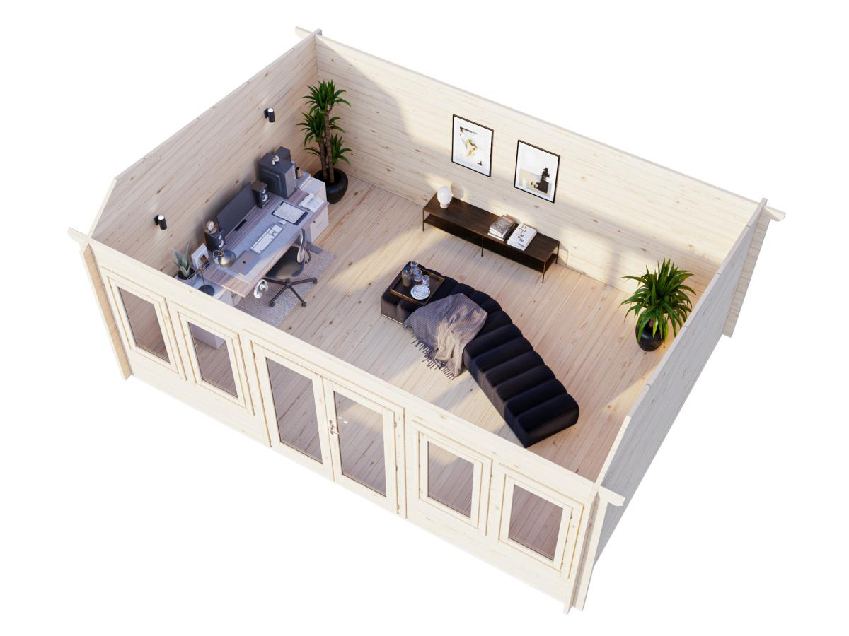 Palmako | Claudia Pent XL (18'1" x 13'1" | 208.8 sq.ft. | 1.3") Under 2.5m Clockhouse Style Large Log Cabin