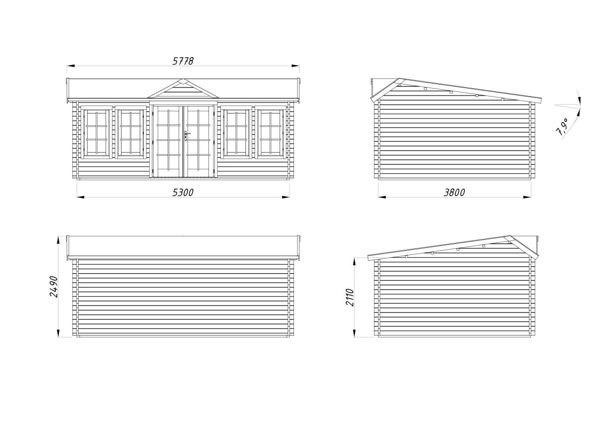 Palmako | Claudia Pent XL (18'1" x 13'1" | 208.8 sq.ft. | 1.3") Under 2.5m Clockhouse Style Large Log Cabin
