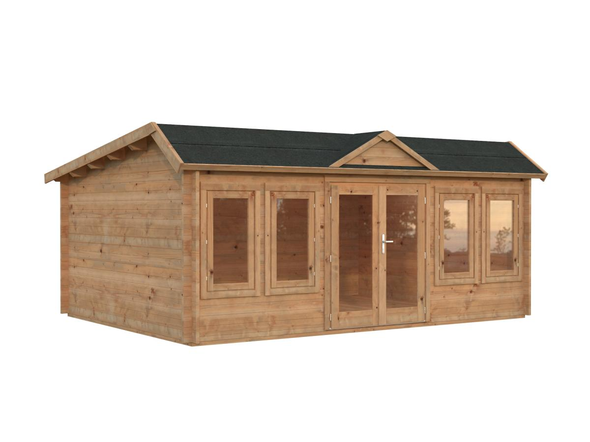 Palmako | Claudia Pent XL (18'1" x 13'1" | 208.8 sq.ft. | 1.3") Under 2.5m Clockhouse Style Large Log Cabin