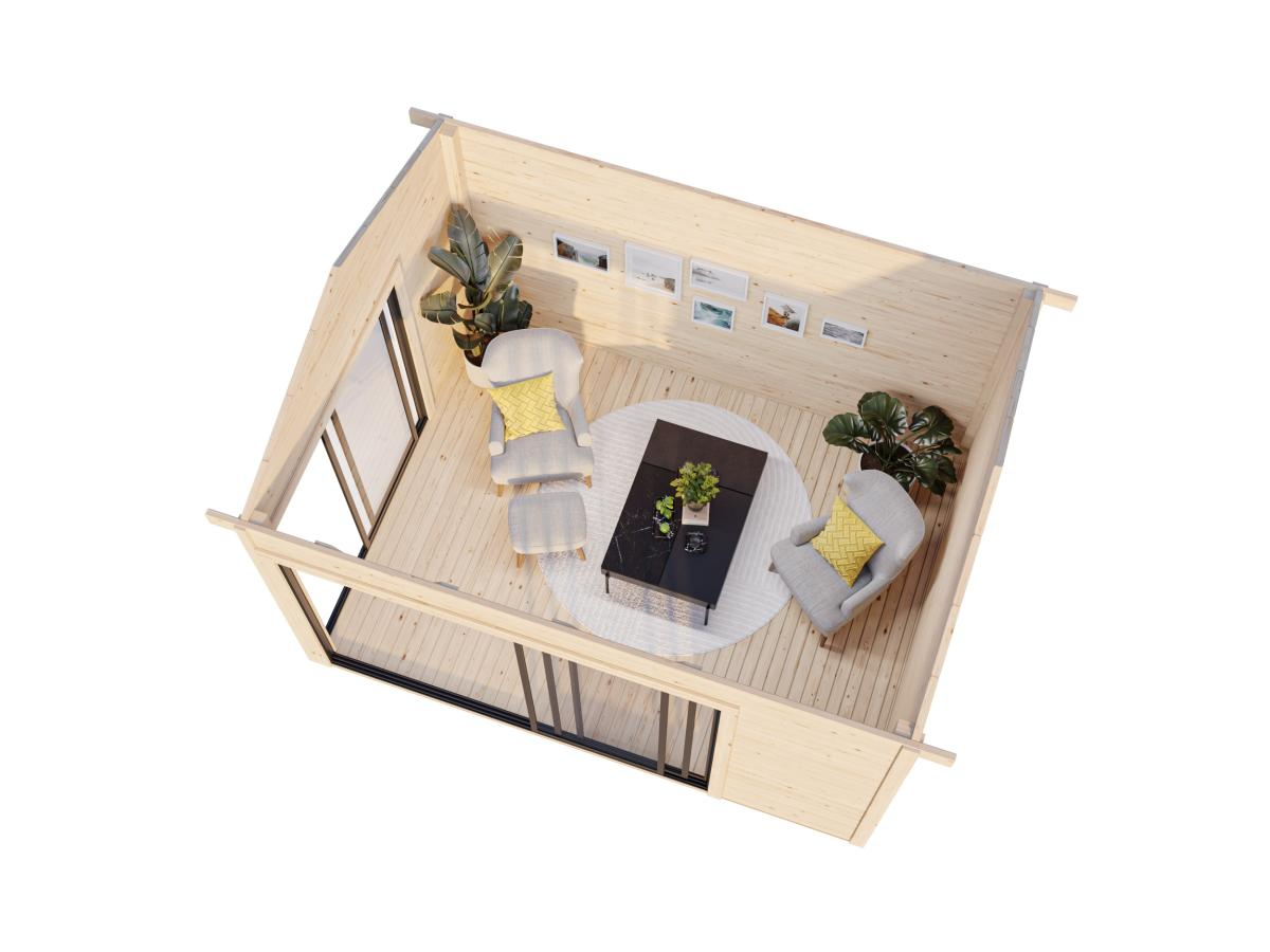 Palmako | Amanda S (12'10" x 9'10" | 120.6 sq.ft. | 1.7") Modern Corner Summer House With Sliding Doors