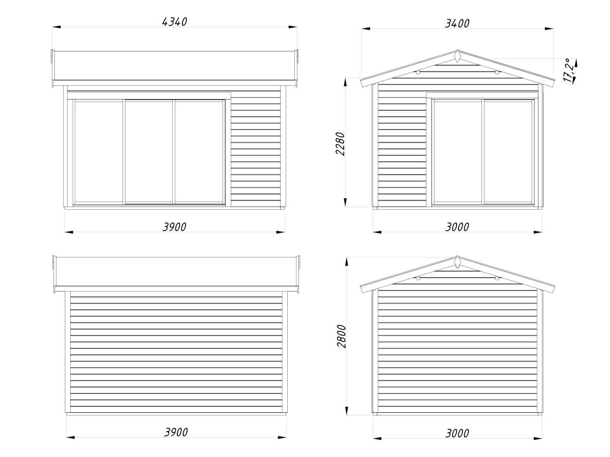 Palmako | Amanda S (12'10" x 9'10" | 120.6 sq.ft. | 1.7") Modern Corner Summer House With Sliding Doors