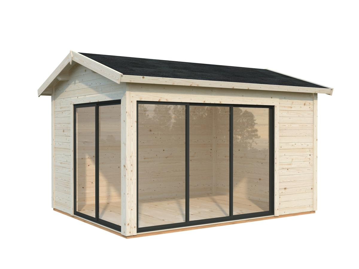 Palmako | Amanda S (12'10" x 9'10" | 120.6 sq.ft. | 1.7") Modern Corner Summer House With Sliding Doors