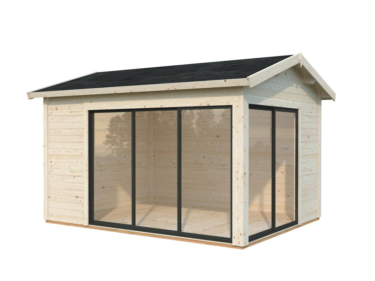 Palmako | Amanda S (12'10" x 9'10" | 120.6 sq.ft. | 1.7") Modern Corner Summer House With Sliding Doors