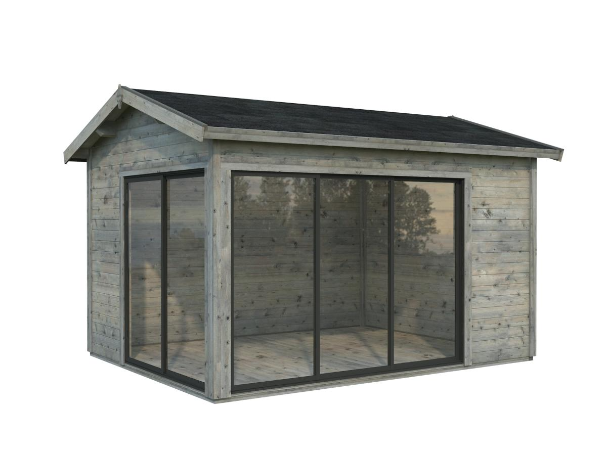 Palmako | Amanda S (12'10" x 9'10" | 120.6 sq.ft. | 1.7") Modern Corner Summer House With Sliding Doors