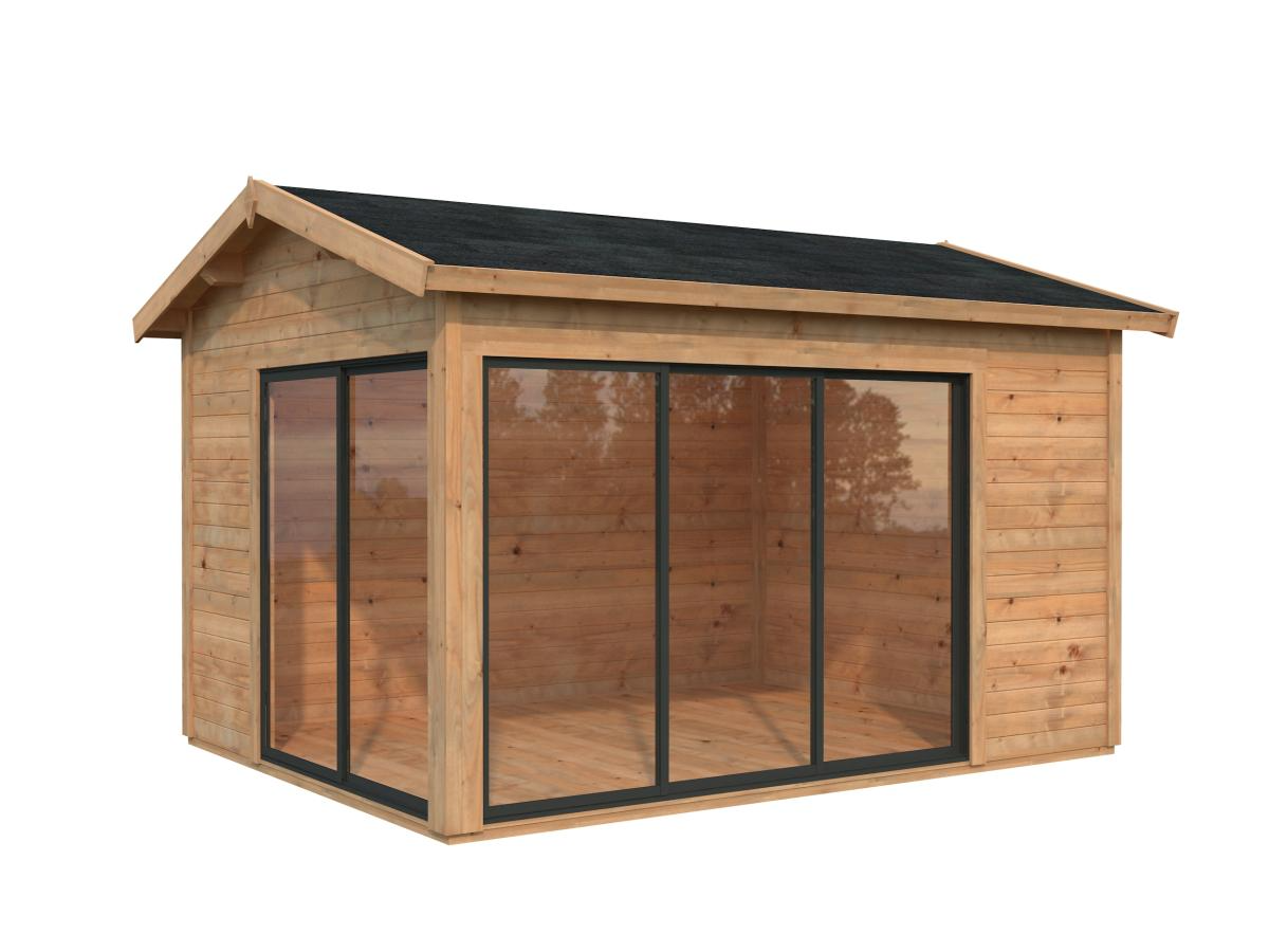 Palmako | Amanda S (12'10" x 9'10" | 120.6 sq.ft. | 1.7") Modern Corner Summer House With Sliding Doors