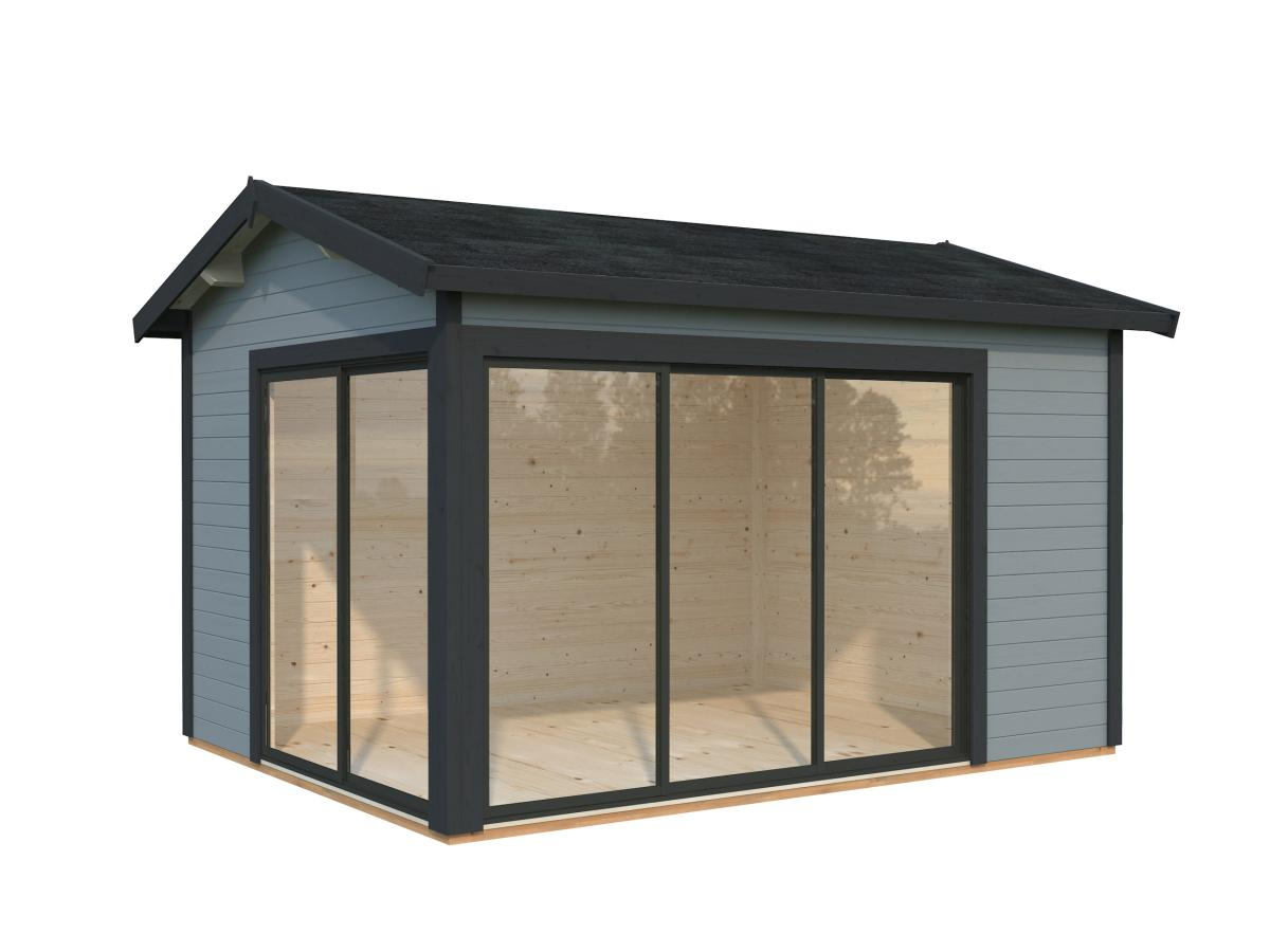 Palmako | Amanda S (12'10" x 9'10" | 120.6 sq.ft. | 1.7") Modern Corner Summer House With Sliding Doors