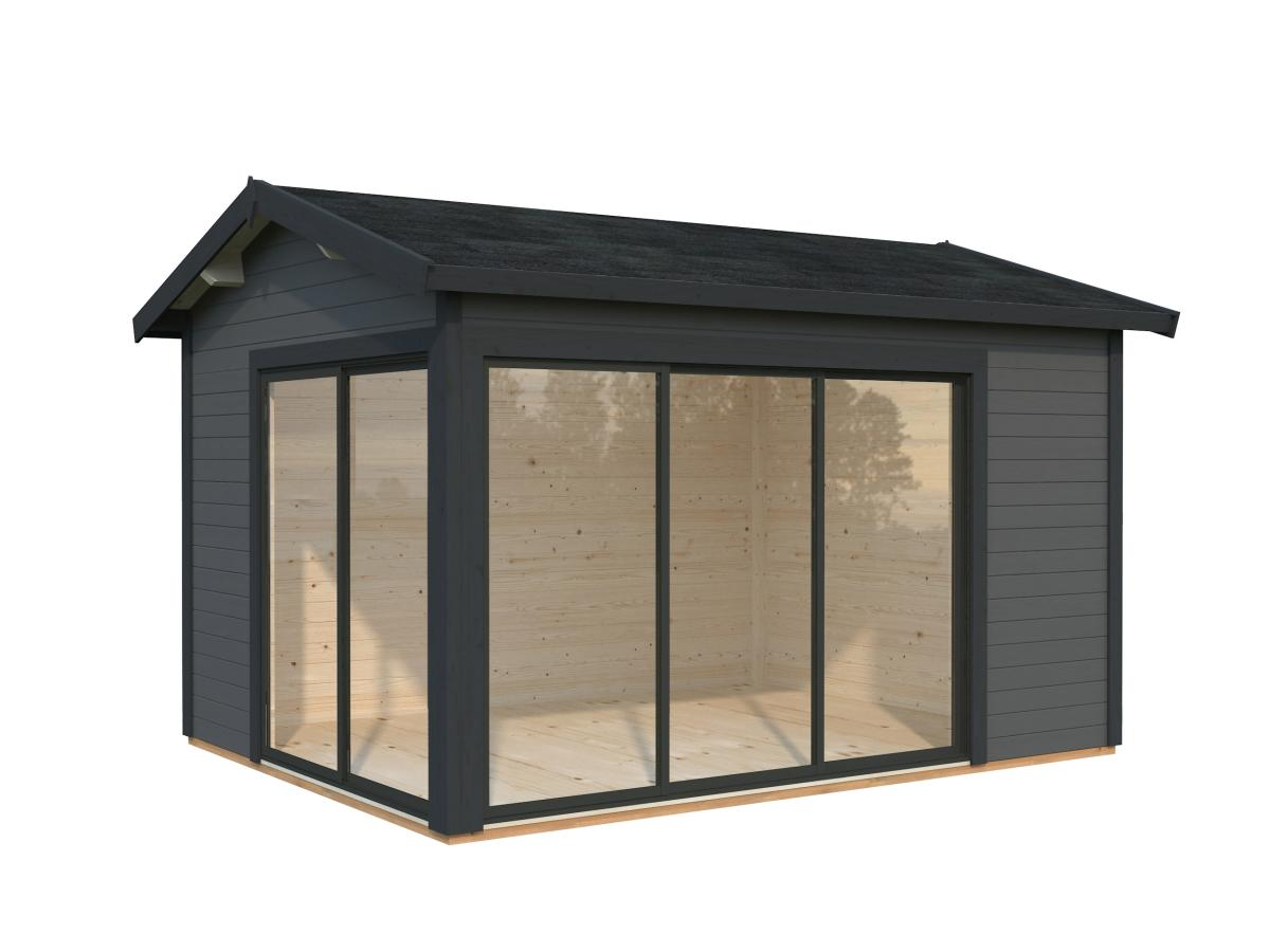 Palmako | Amanda S (12'10" x 9'10" | 120.6 sq.ft. | 1.7") Modern Corner Summer House With Sliding Doors