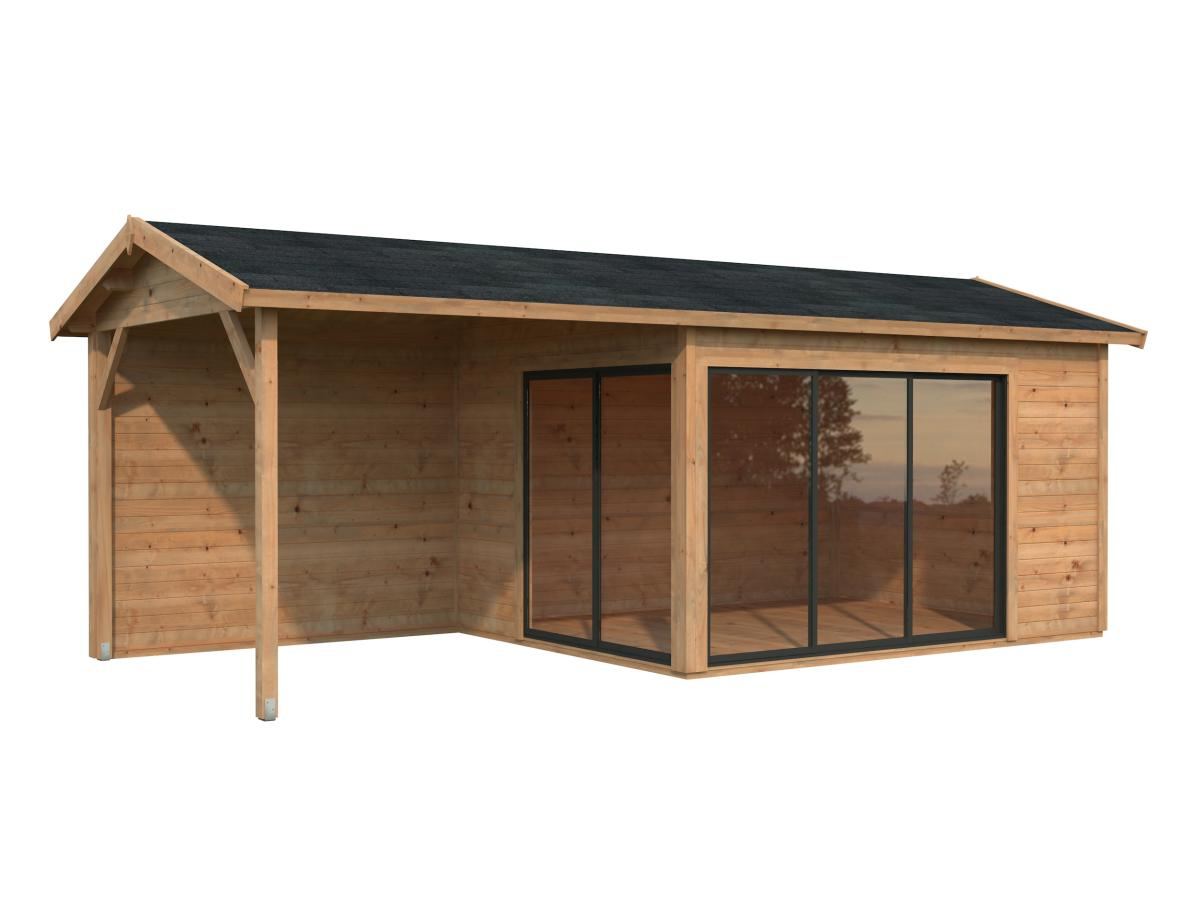 Palmako | Amanda S+ (21'11" x 9'10" | 204.5 sq.ft. | 1.7") Modern Garden Room With Canopy and Sliding Doors