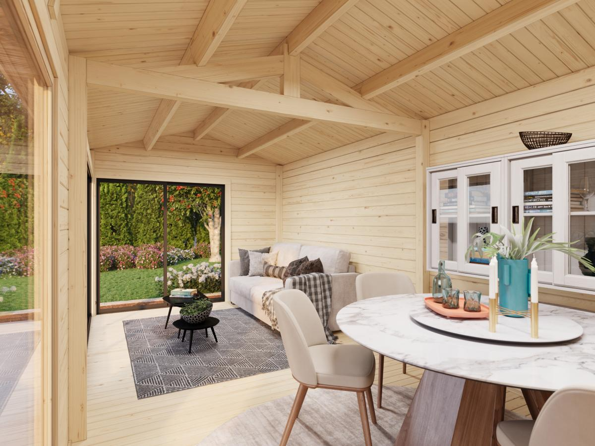 Palmako | Amanda M (19'6" x 9'10" | 184.1 sq.ft. | 1.7") Modern Timber Garden Room with Sliding Doors