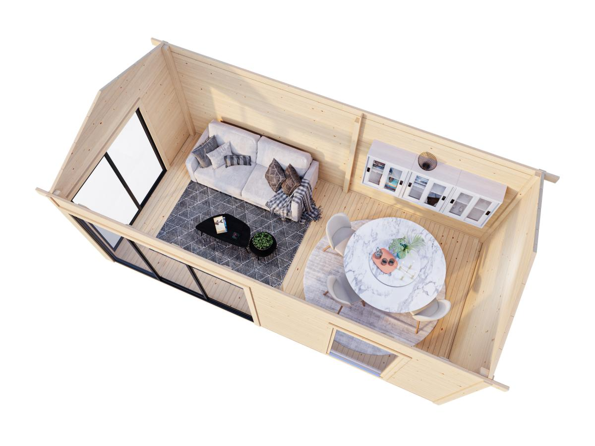 Palmako | Amanda M (19'6" x 9'10" | 184.1 sq.ft. | 1.7") Modern Timber Garden Room with Sliding Doors