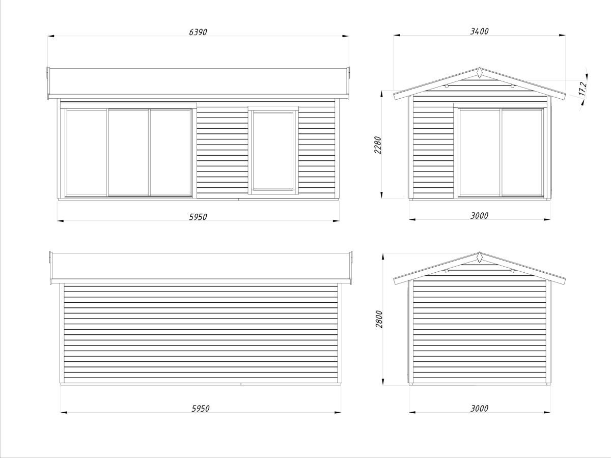 Palmako | Amanda M (19'6" x 9'10" | 184.1 sq.ft. | 1.7") Modern Timber Garden Room with Sliding Doors