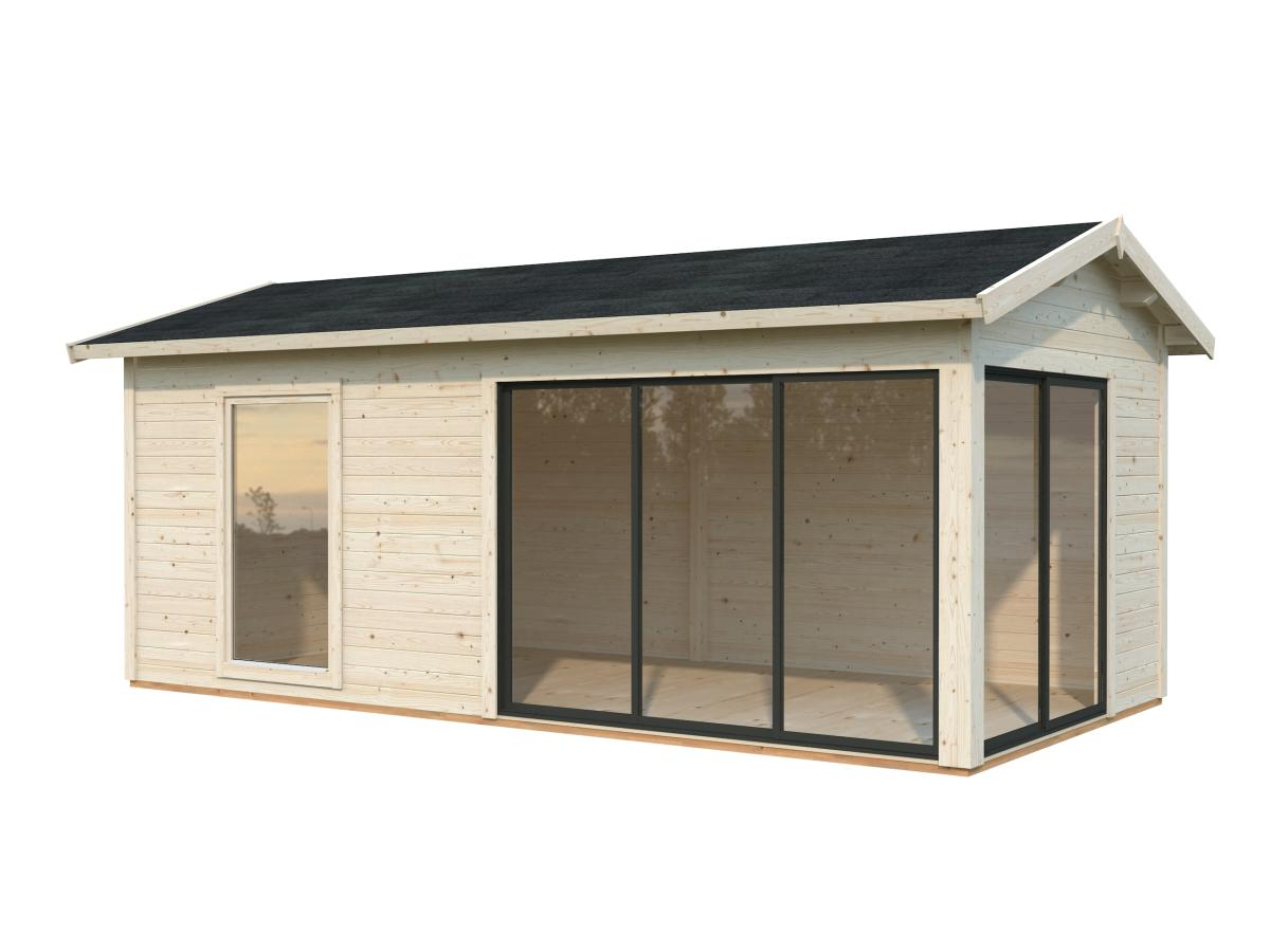 Palmako | Amanda M (19'6" x 9'10" | 184.1 sq.ft. | 1.7") Modern Timber Garden Room with Sliding Doors