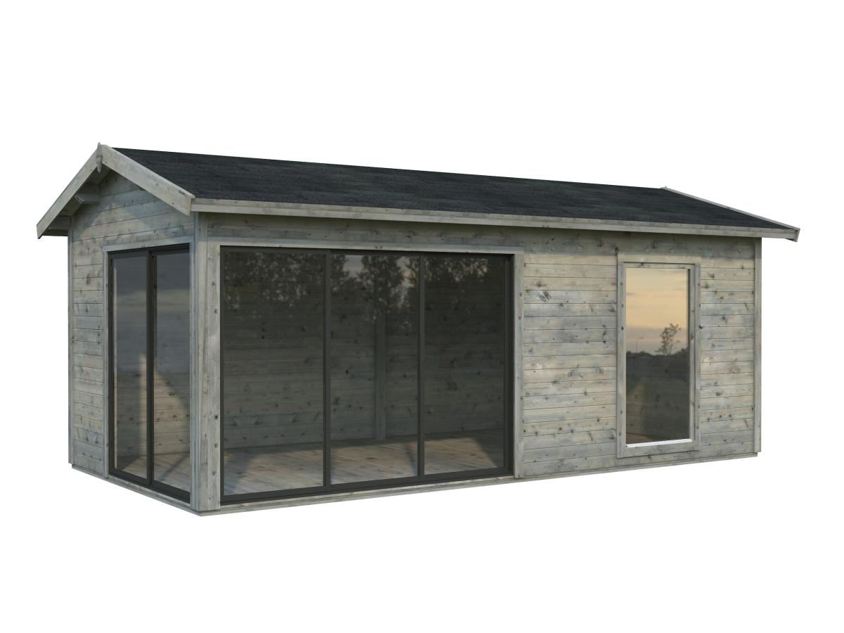 Palmako | Amanda M (19'6" x 9'10" | 184.1 sq.ft. | 1.7") Modern Timber Garden Room with Sliding Doors