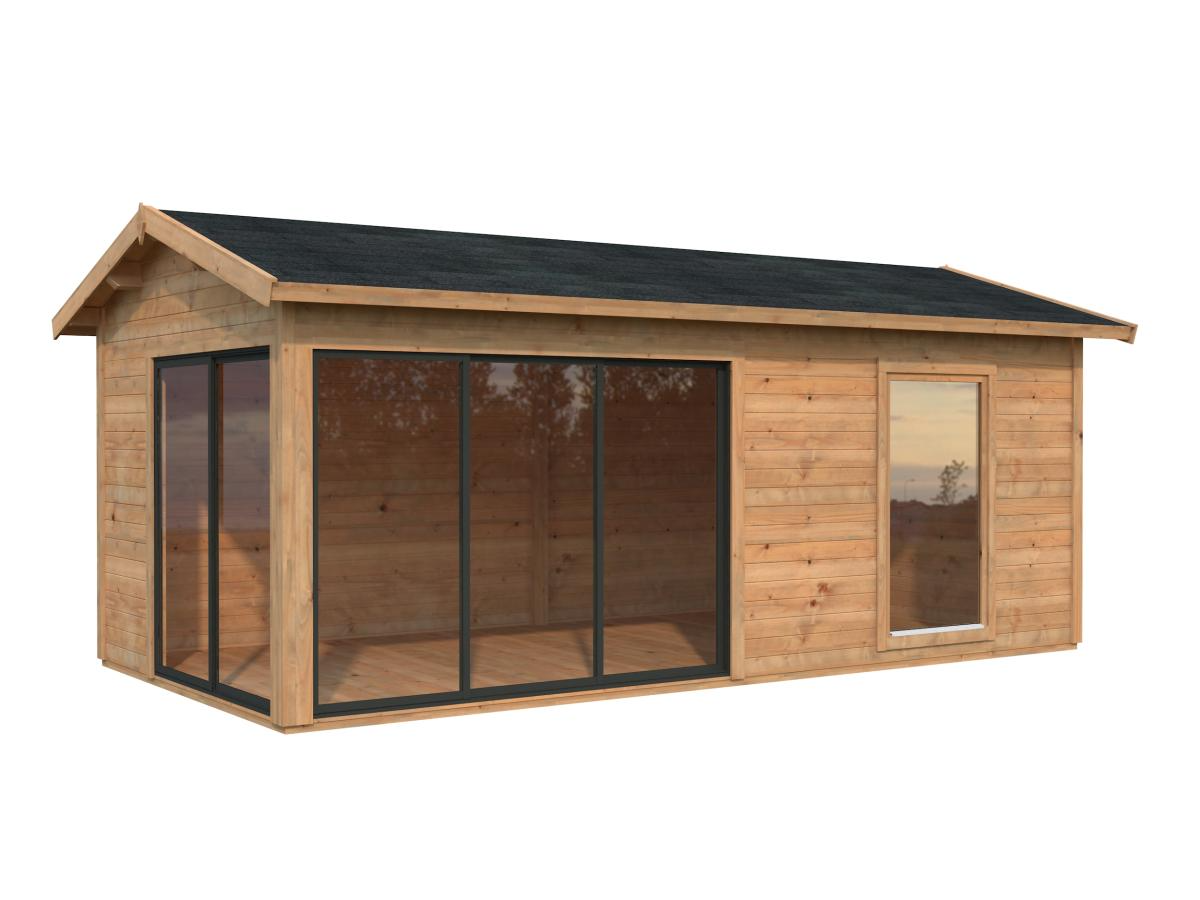 Palmako | Amanda M (19'6" x 9'10" | 184.1 sq.ft. | 1.7") Modern Timber Garden Room with Sliding Doors
