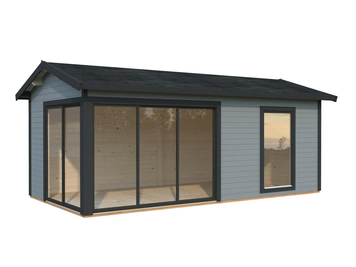 Palmako | Amanda M (19'6" x 9'10" | 184.1 sq.ft. | 1.7") Modern Timber Garden Room with Sliding Doors