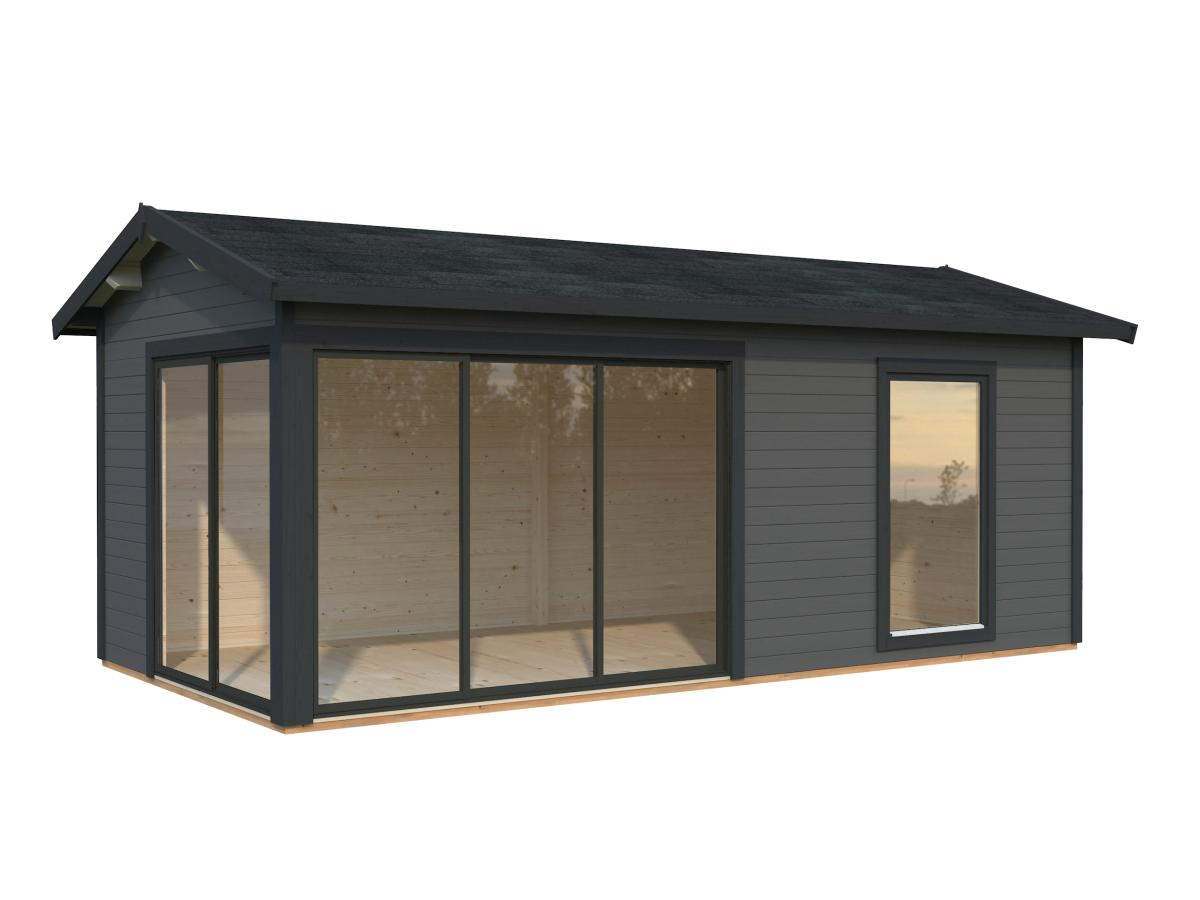 Palmako | Amanda M (19'6" x 9'10" | 184.1 sq.ft. | 1.7") Modern Timber Garden Room with Sliding Doors