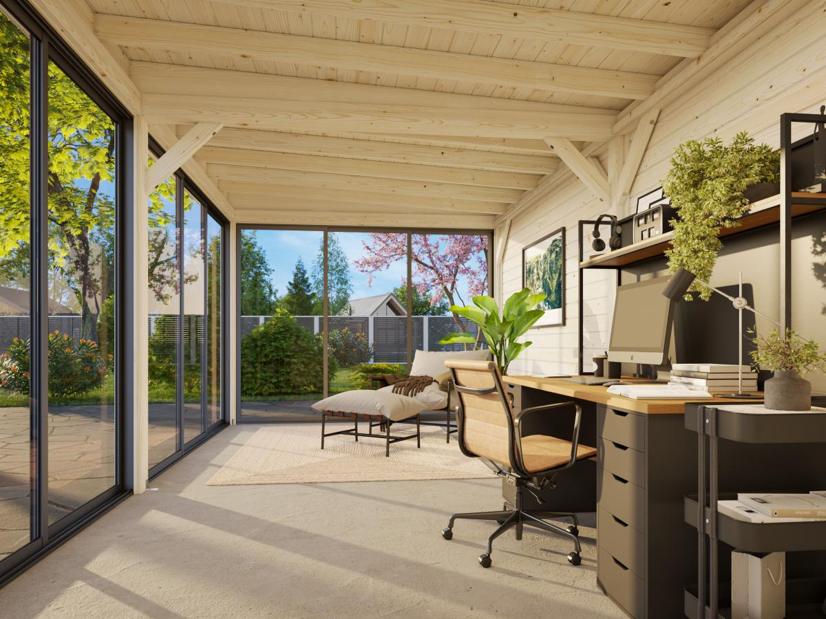 Palmako | Lenna (19'3" x 9'10" | 178.7 sq.ft.) Glass Garden Room With Sliding Doors