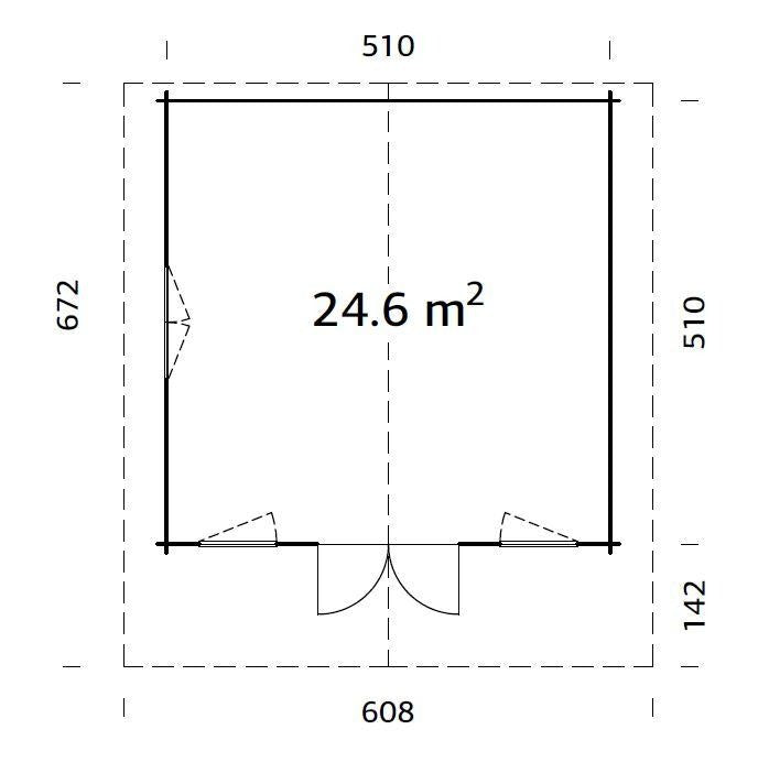 Palmako | Helena XL (17'5" x 17'5" | 264.8 sq.ft. | 2.8") Double Glazed Traditional Log Cabin with Roof Overhang
