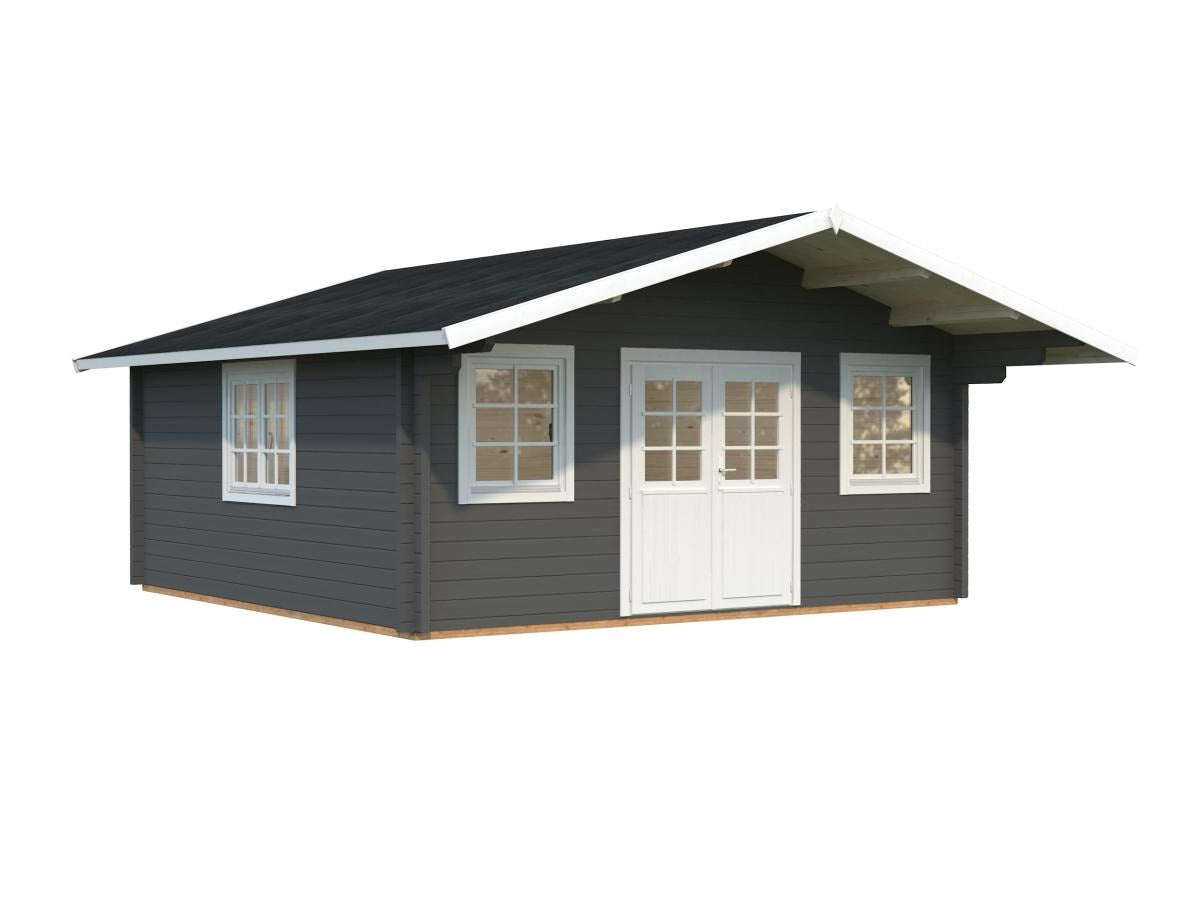 Palmako | Helena XL (17'5" x 17'5" | 264.8 sq.ft. | 2.8") Double Glazed Traditional Log Cabin with Roof Overhang