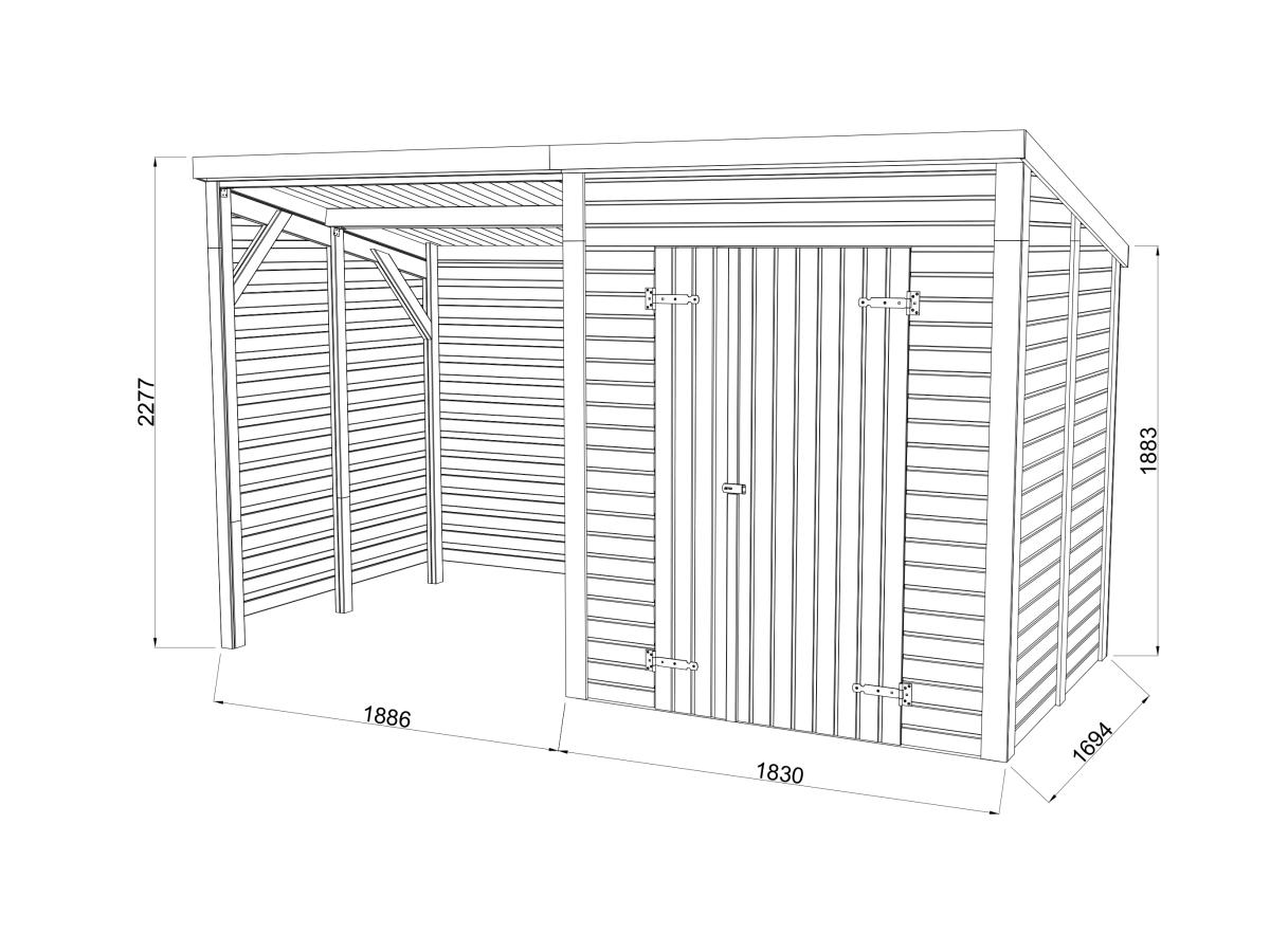 Palmako | Leif L (12′2″ × 5′7″ | 32.3 sq.ft.) Practical Garden Shed