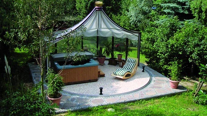 Exaco | 12'11" Dia x 10'5" High RONDO 2 360° Garden Pavilion With Sliding Door and Thermodynamic Wind-Driven Fan