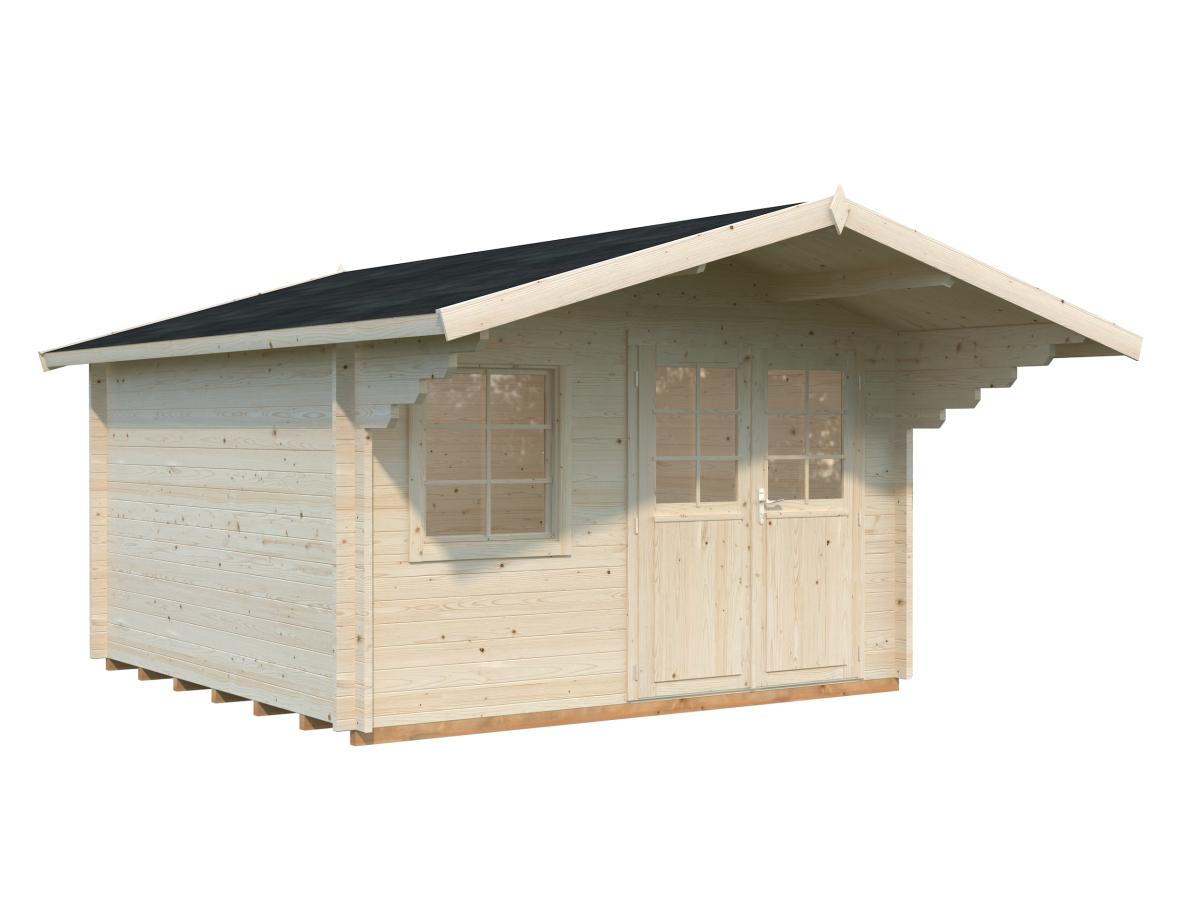 Palmako | Sally M (12'6" x 12'6" | 132.4 sq.ft. | 1.7") Scandinavian Style Classic Log cabin With Overhang Roof