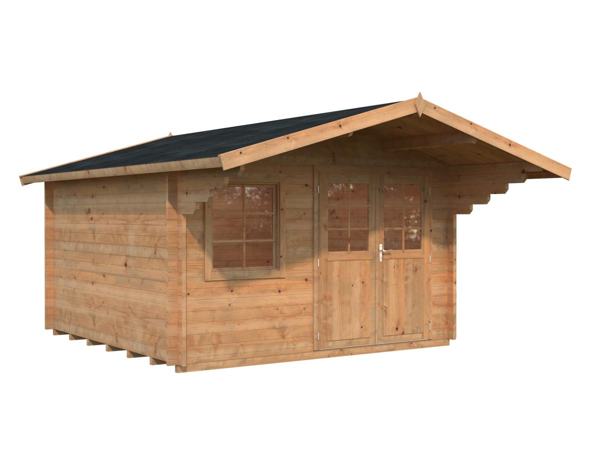 Palmako | Sally M (12'6" x 12'6" | 132.4 sq.ft. | 1.7") Scandinavian Style Classic Log cabin With Overhang Roof