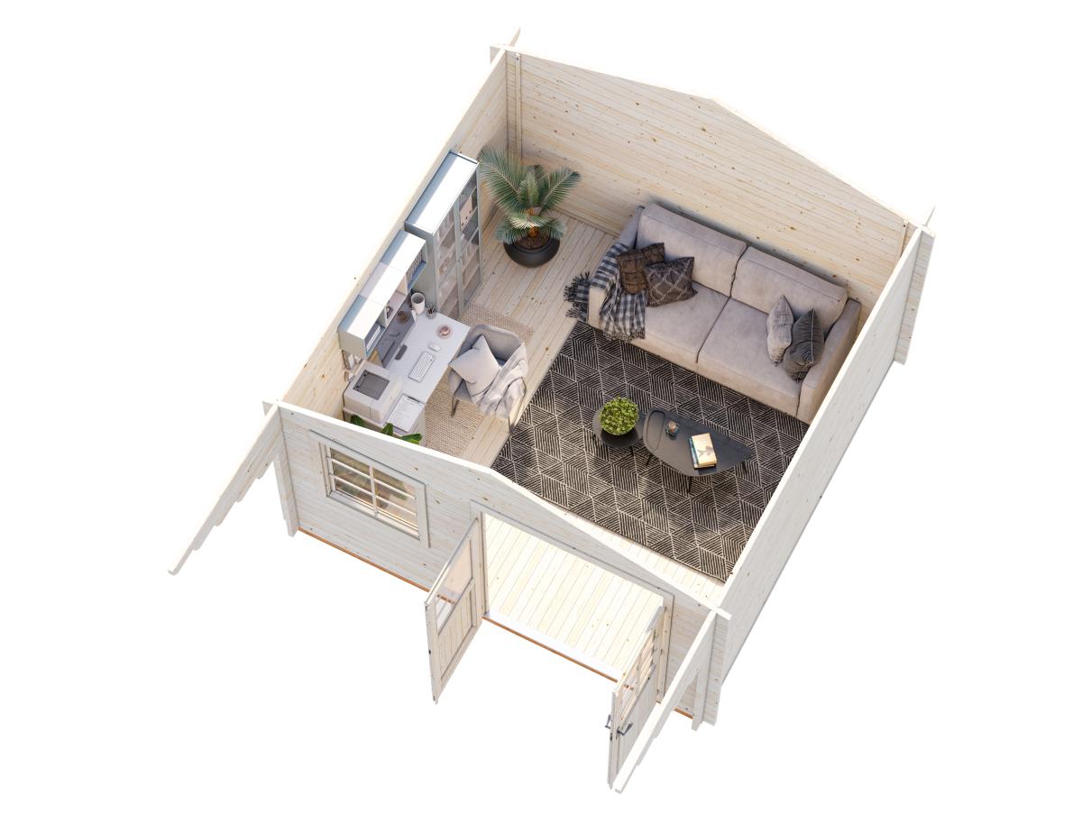 Palmako | Sally M (12'6" x 12'6" | 132.4 sq.ft. | 1.7") Scandinavian Style Classic Log cabin With Overhang Roof