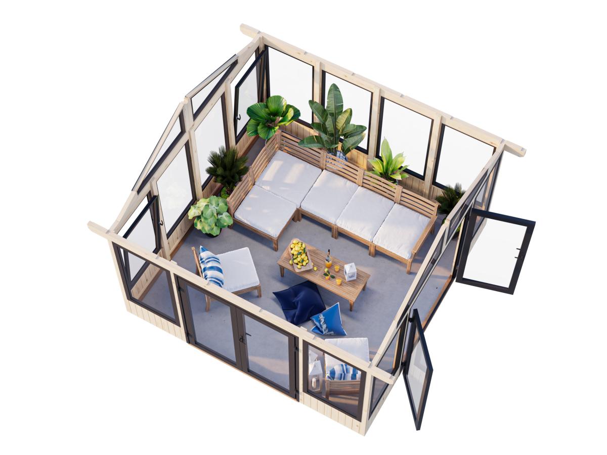 Palmako | Isabella M (13'2" x 13'2" | 158.2 sq.ft. | 3.5") Modern Glass Pavilion with Aluminium Frames