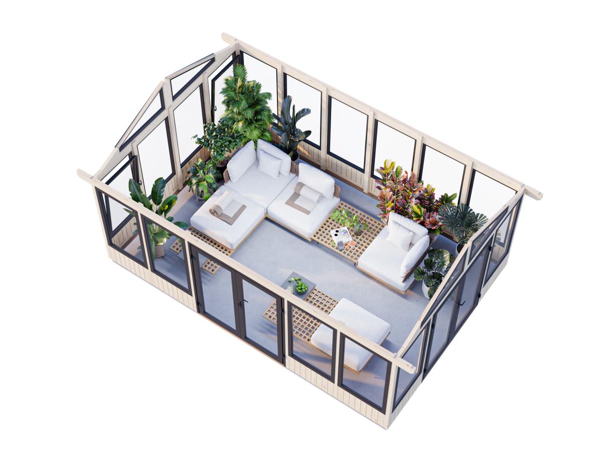 Palmako | Isabella L (13'2" x 19'7" | 239.0 sq.ft. | 3.5") Modern Glass Pavilion with Aluminium Frames