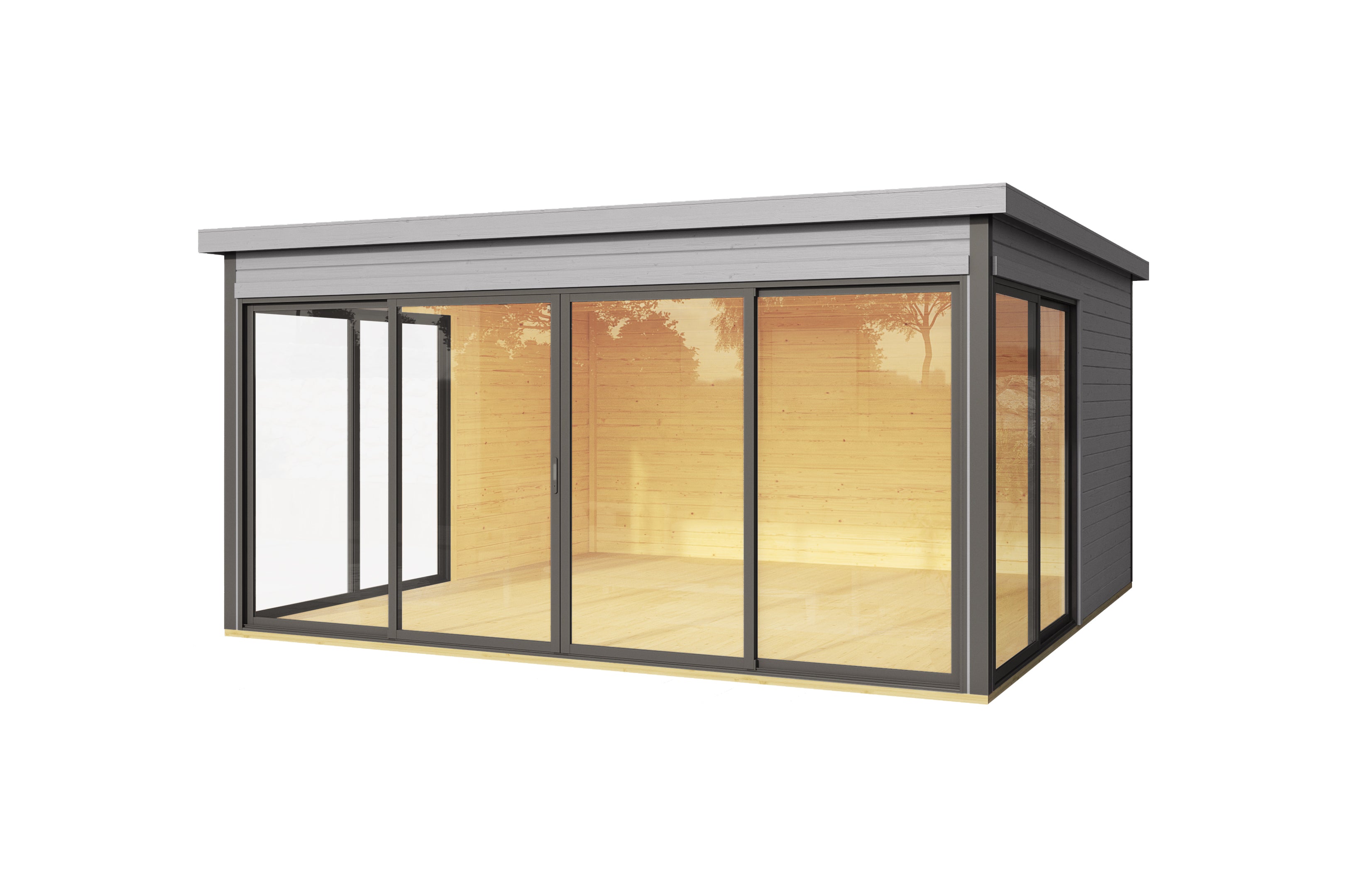 Lasita Maja | Domeo 5 (13'9" x 13'9" | 180 sq.ft.) Modern Cabin With Large Glass Panels On Three Sides