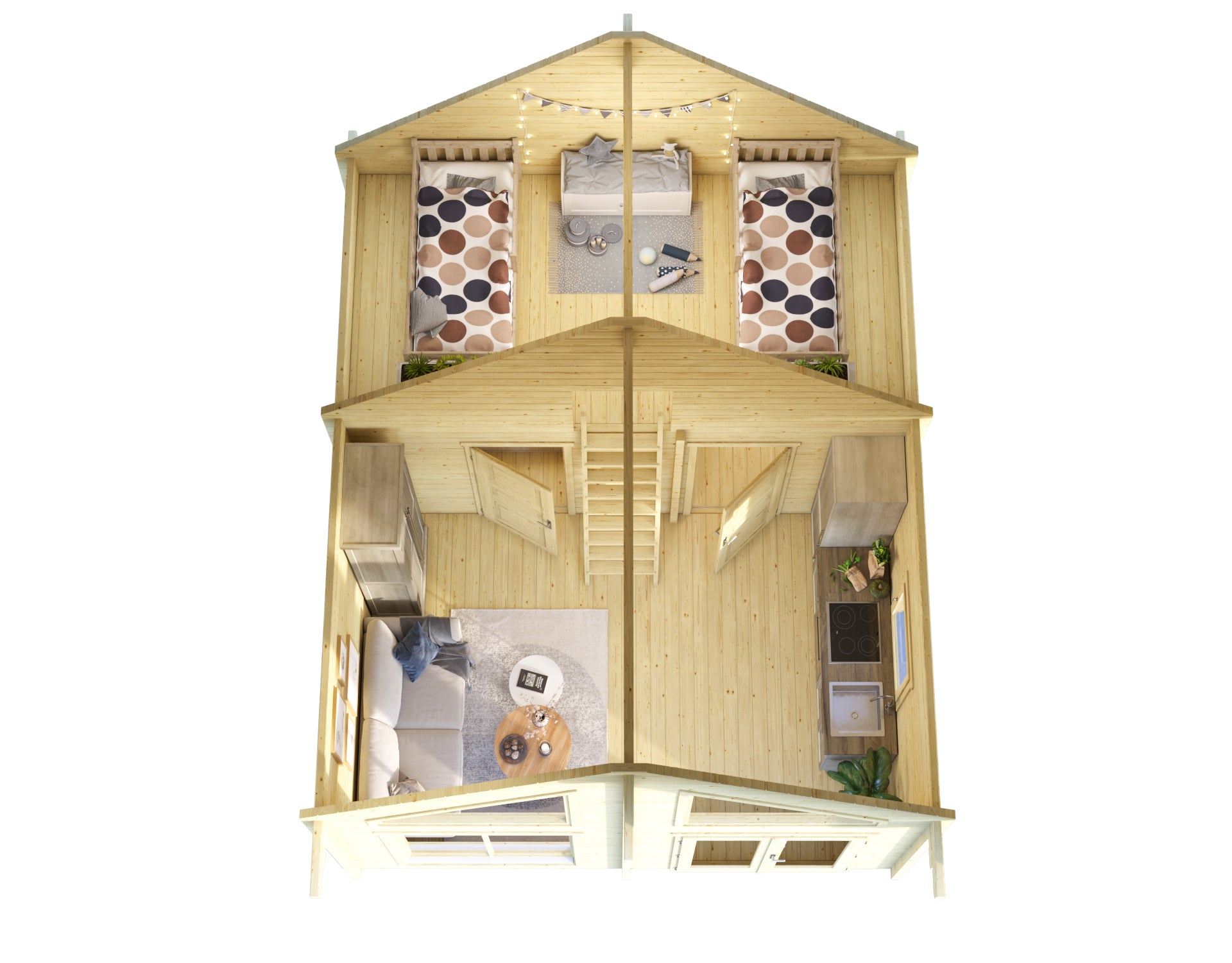 Lasita Maja | Örebro (20'4" D x 17'1" W x 15'3" H | 428.3 sq.ft.) Cabin With Window Front and Loft Space